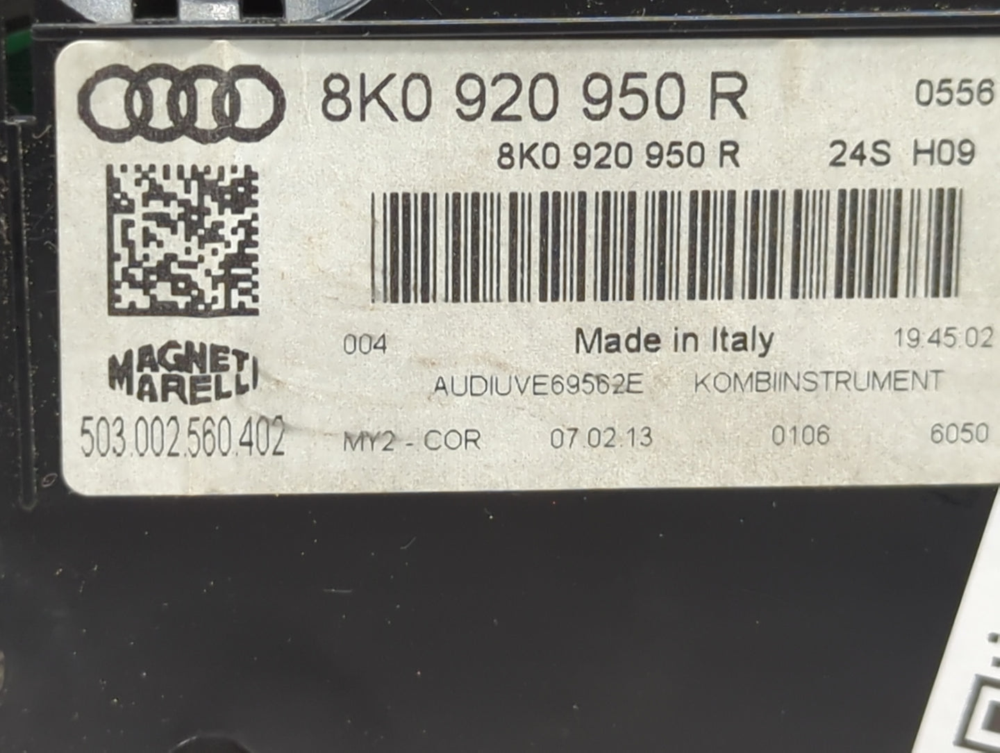 2013 Audi A4 Instrument Cluster Speedometer Gauges P/N:8K0920950R 503002560402 Miles:79K Fits OEM Used Auto Parts - Oemuseda