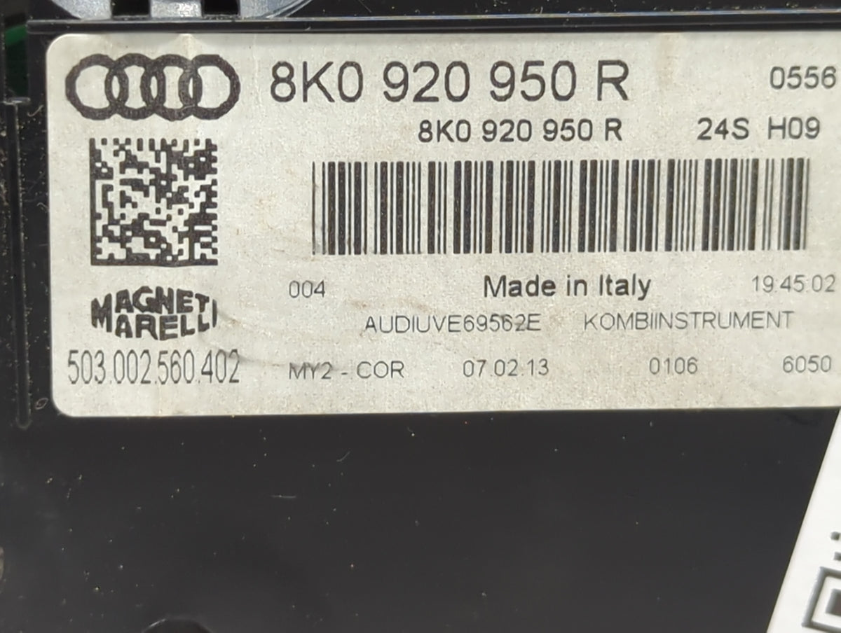2013 Audi A4 Instrument Cluster Speedometer Gauges P/N:8K0920950R 503002560402 Miles:79K Fits OEM Used Auto Parts - Oemuseda