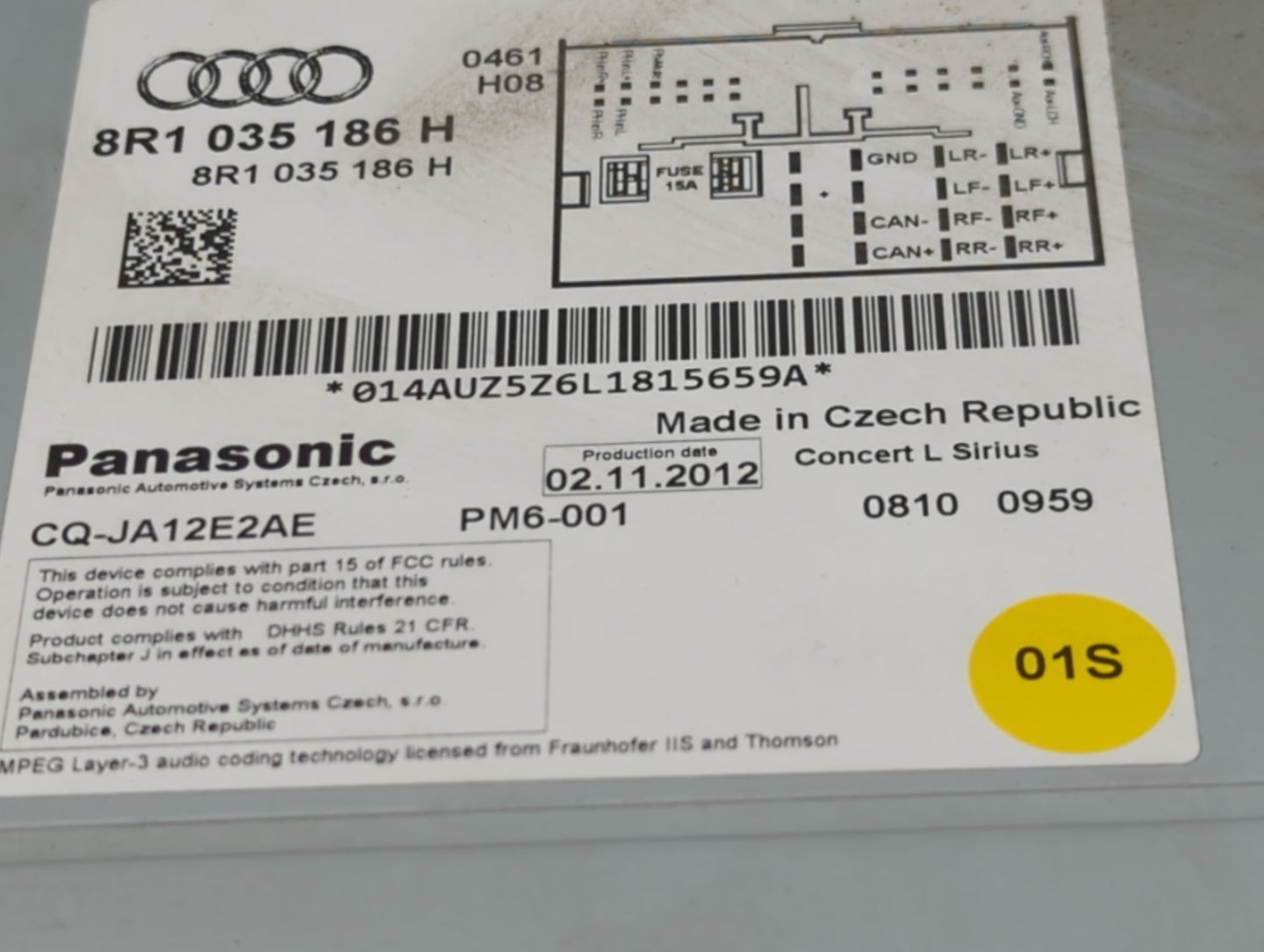 2013-2016 Audi A4 Radio AM FM Cd Player Receiver Replacement P/N:0810 0959 8R1 035 186 H Fits Fits 2013 2014 2015 2016 OEM U