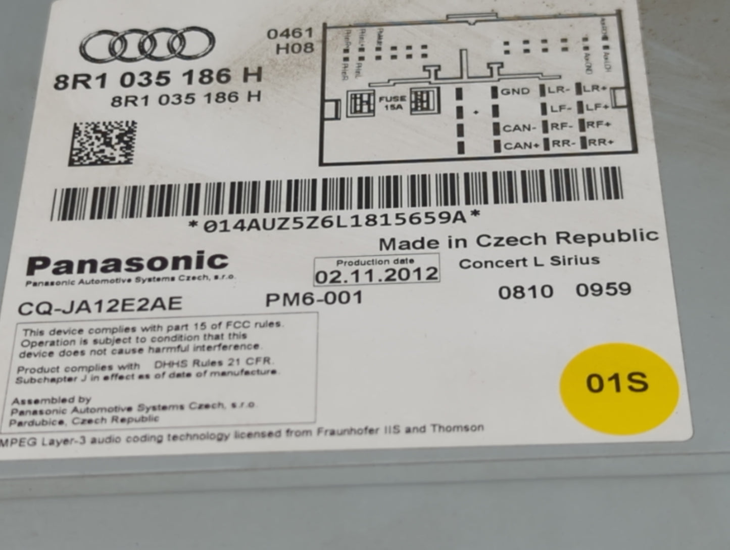 2013-2016 Audi A4 Radio AM FM Cd Player Receiver Replacement P/N:0810 0959 8R1 035 186 H Fits Fits 2013 2014 2015 2016 OEM U