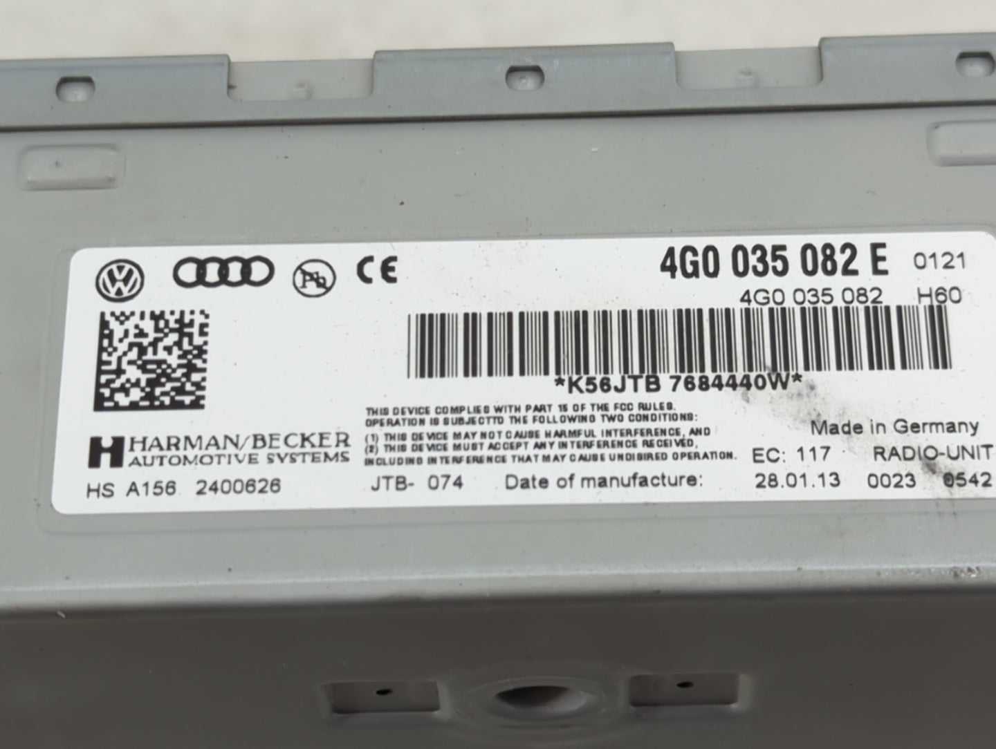 2013 Audi A4 Radio AM FM Cd Player Receiver Replacement P/N:0023 0542 4G0 035 082 E Fits Fits 2010 2011 2012 2014 2015 2016 