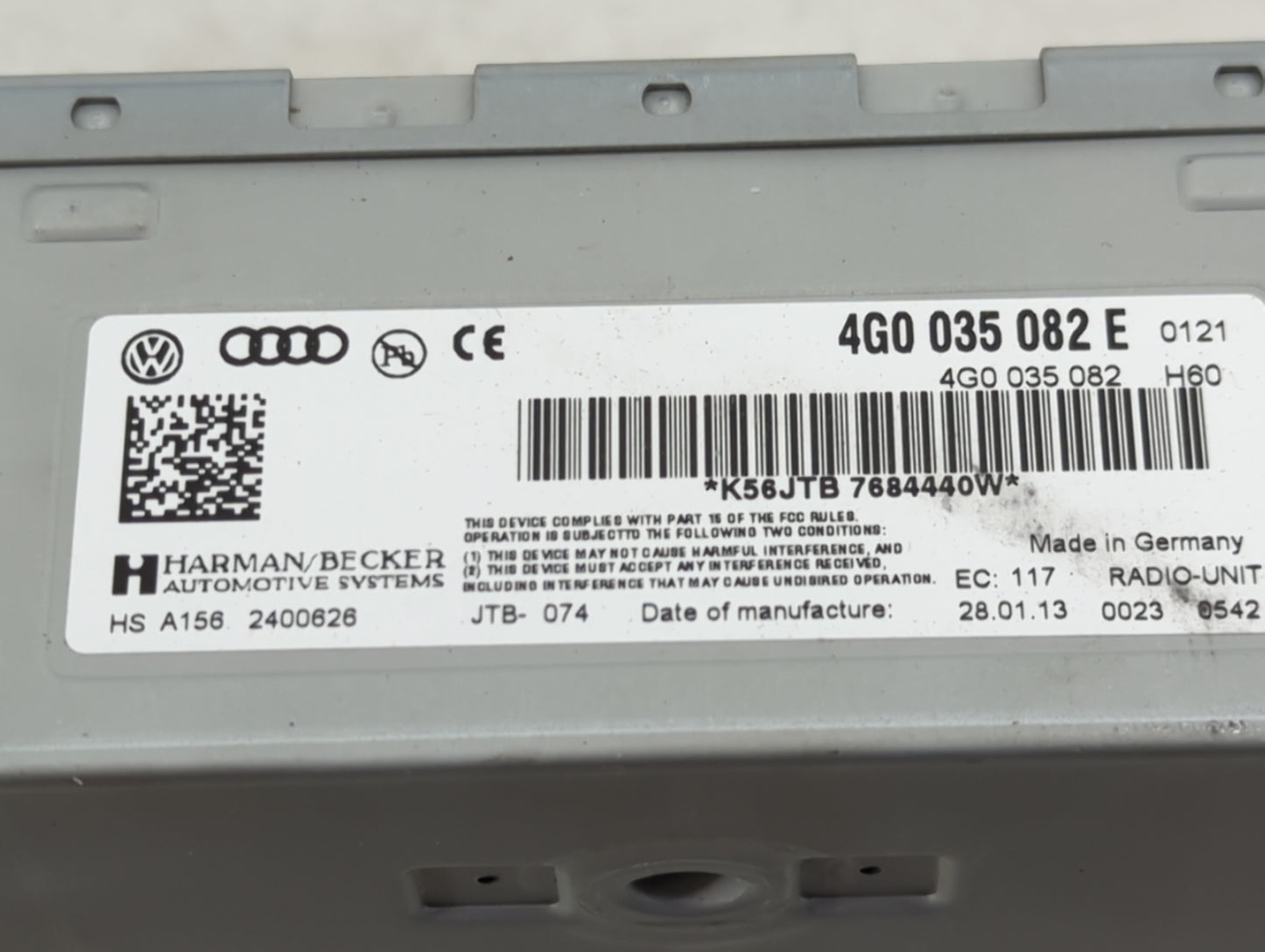 2013 Audi A4 Radio AM FM Cd Player Receiver Replacement P/N:0023 0542 4G0 035 082 E Fits Fits 2010 2011 2012 2014 2015 2016 