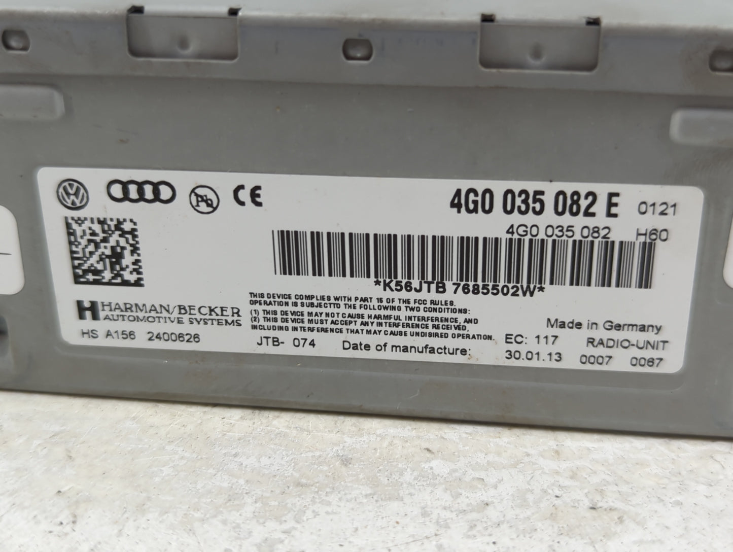 2013 Audi A4 Radio AM FM Cd Player Receiver Replacement P/N:4G0 035 082 E Fits Fits 2010 2011 2012 2014 2015 2016 2017 OEM U