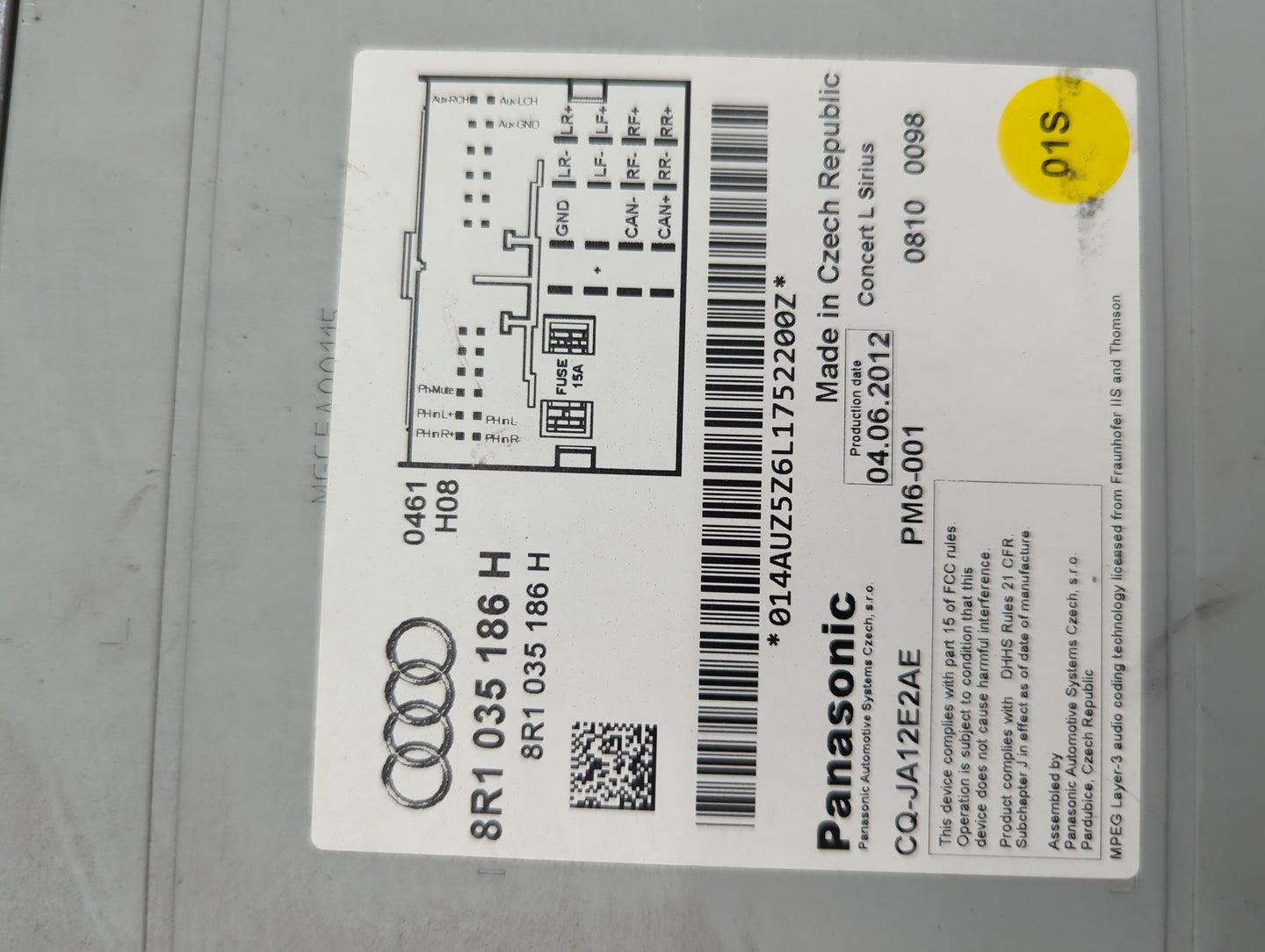 2013 Audi A4 Radio AM FM Cd Player Receiver Replacement P/N:8R1 035 186 H Fits Fits 2014 2015 2016 OEM Used Auto Parts - Oem