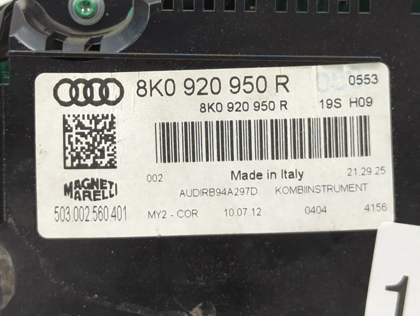 2013 Audi A4 Instrument Cluster Speedometer Gauges P/N:8K0920950R 503002560401, AUDIRB94A297D Miles:133K Fits OEM Used Auto 