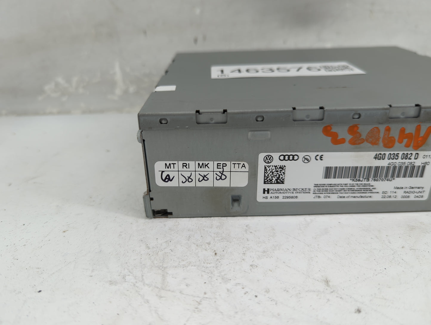 2013 Audi A4 Radio AM FM Cd Player Receiver Replacement P/N:4G0035082D 4G0035082 Fits OEM Used Auto Parts - Oemusedautoparts