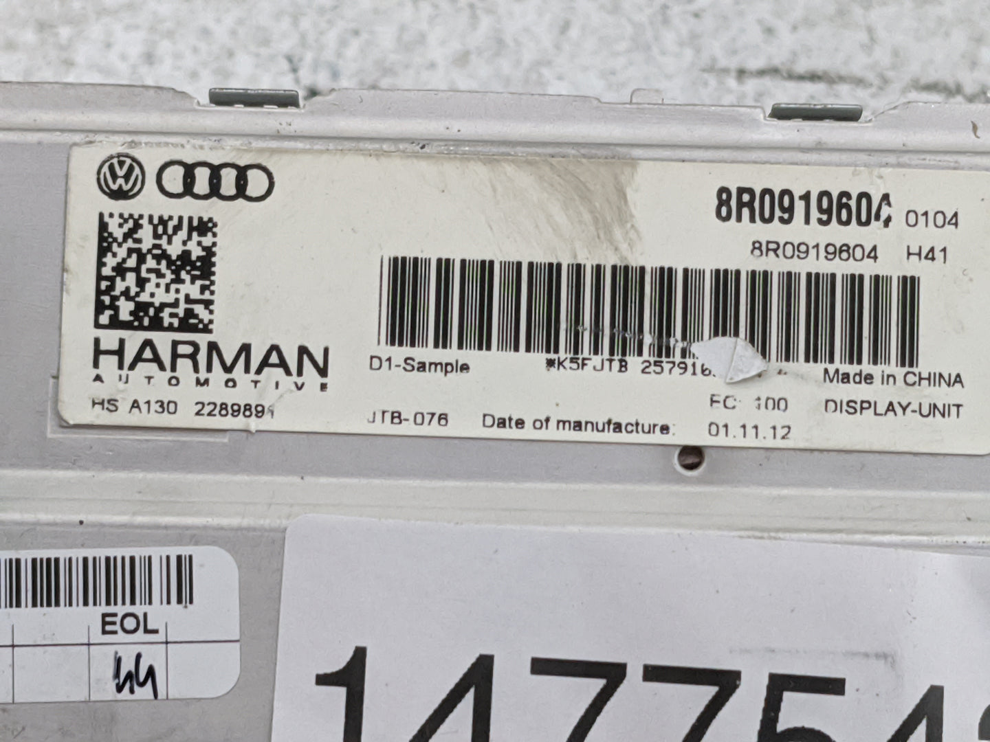 2013-2016 Audi A4 Information Display Screen 1477542 - Oemusedautoparts1.com