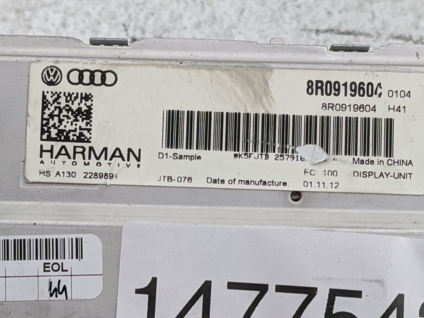 2013-2016 Audi A4 Information Display Screen 1477542 - Oemusedautoparts1.com