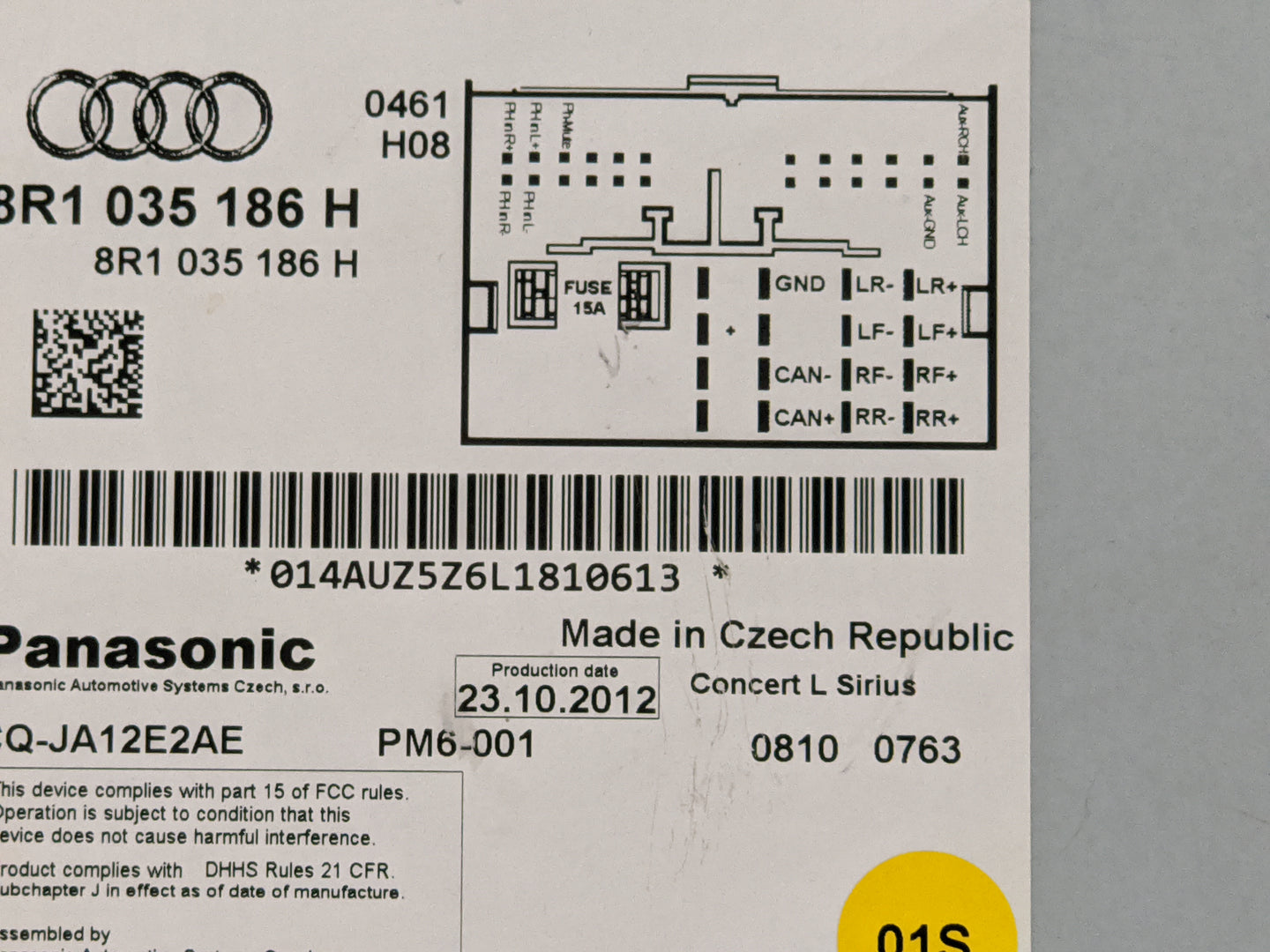 2013 Audi A4 Radio AM FM Cd Player Receiver Replacement P/N:8R1035186H CQ-JA12E2AE Fits Fits 2014 2015 2016 OEM Used Auto Pa
