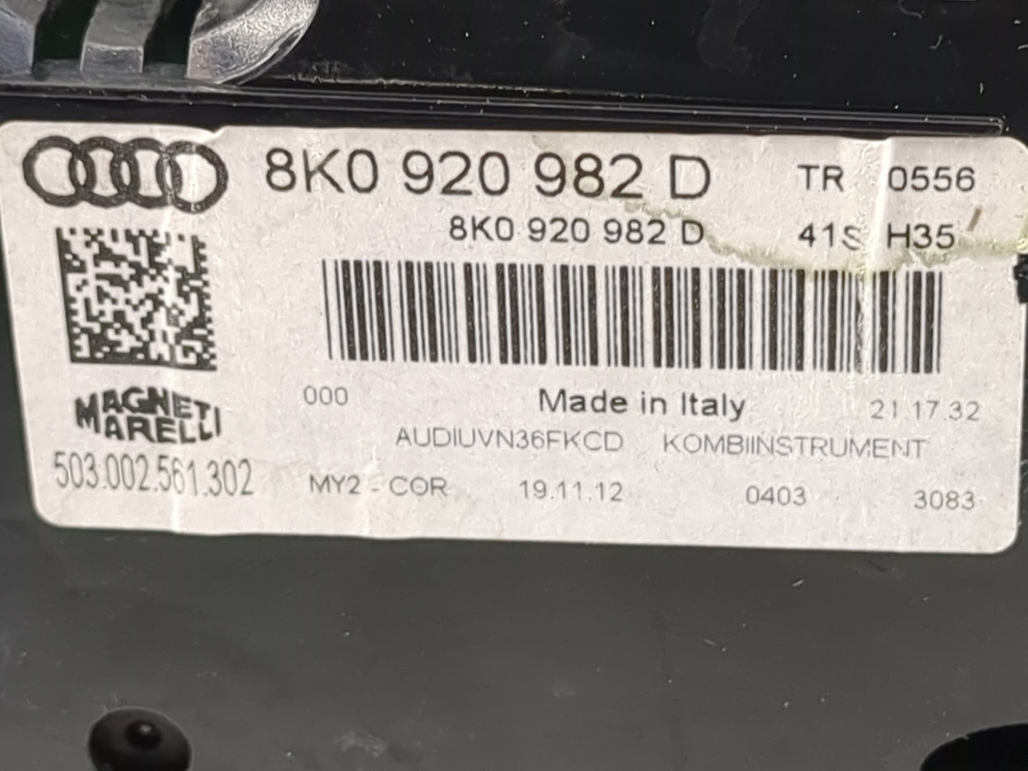 2013 Audi A4 Instrument Cluster Speedometer Gauges P/N:8K0920982D 503002561302 Miles: Fits OEM Used Auto Parts - Oemusedauto