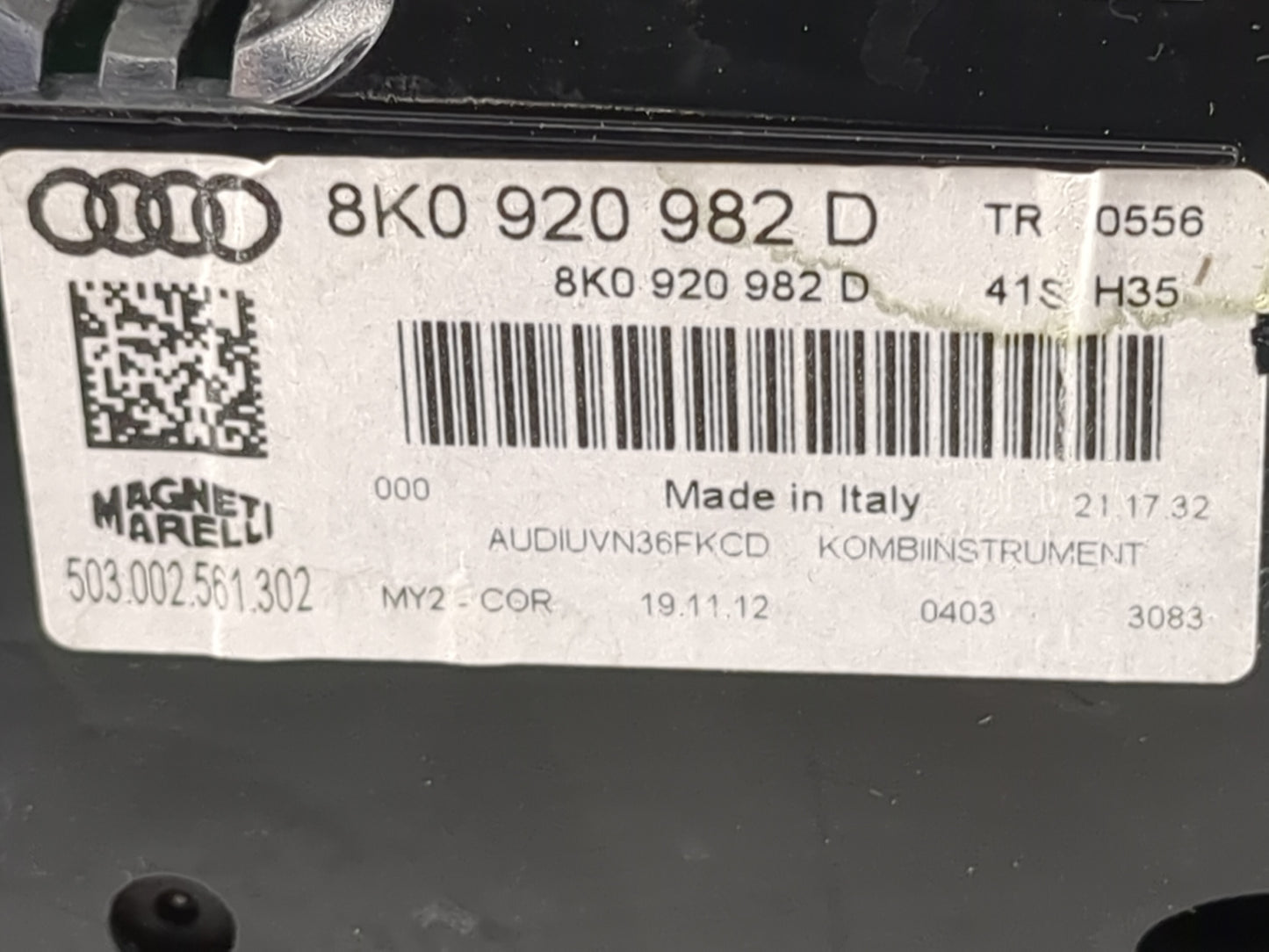 2013 Audi A4 Instrument Cluster Speedometer Gauges P/N:8K0920982D 503002561302 Miles: Fits OEM Used Auto Parts - Oemusedauto
