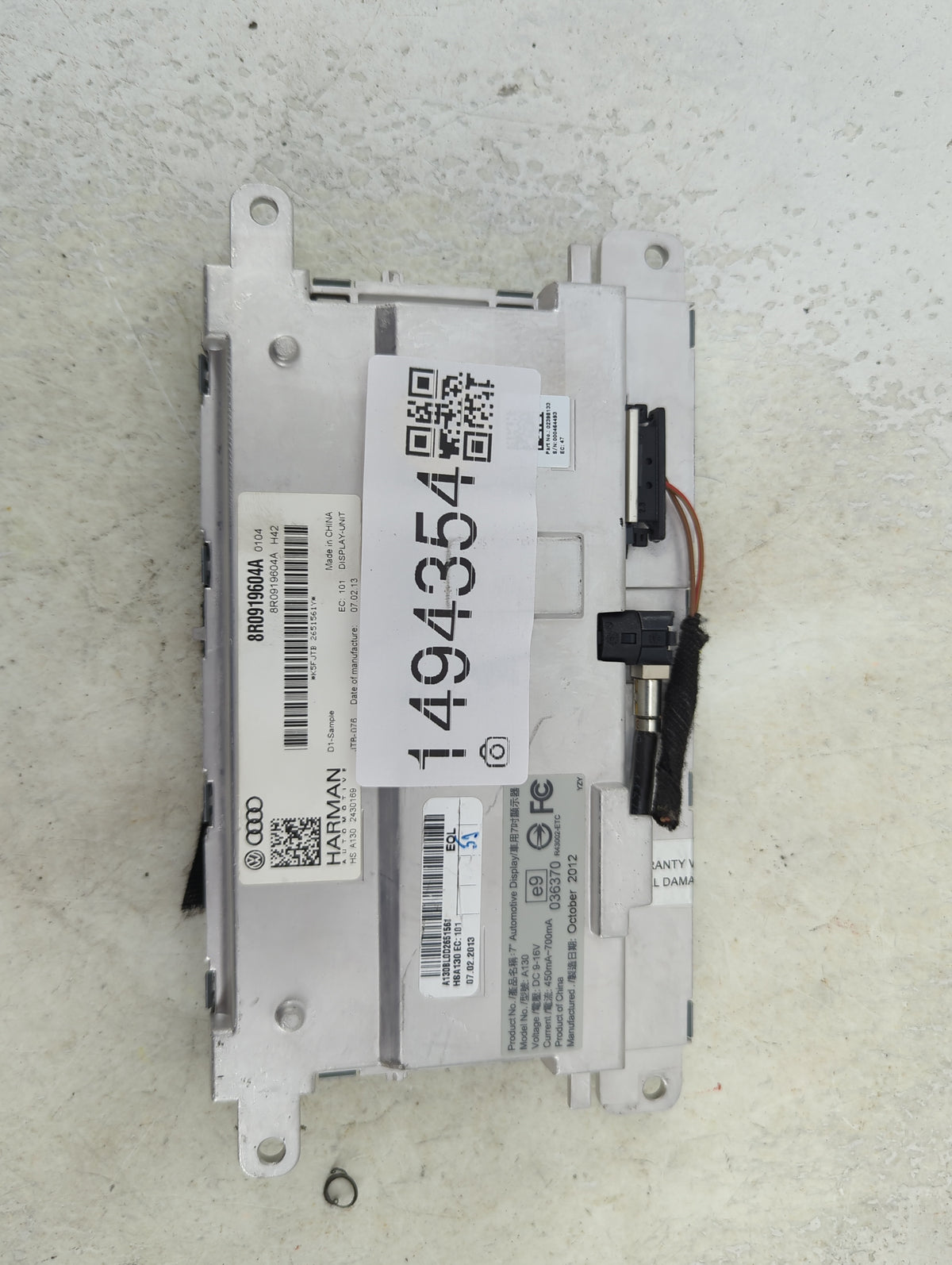 2013-2016 Audi A4 Information Radio Display Screen 1494354 - Oemusedautoparts1.com