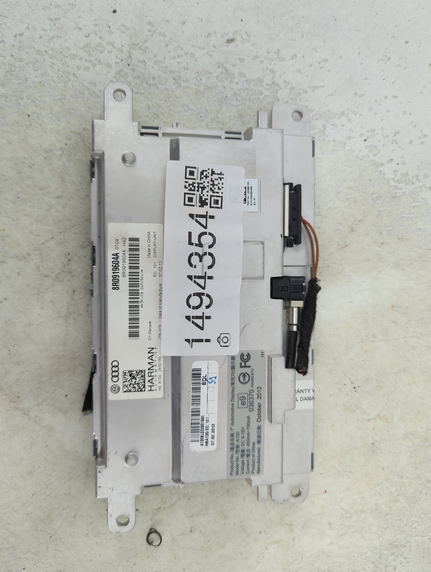 2013-2016 Audi A4 Information Display Screen 1494354 - Oemusedautoparts1.com
