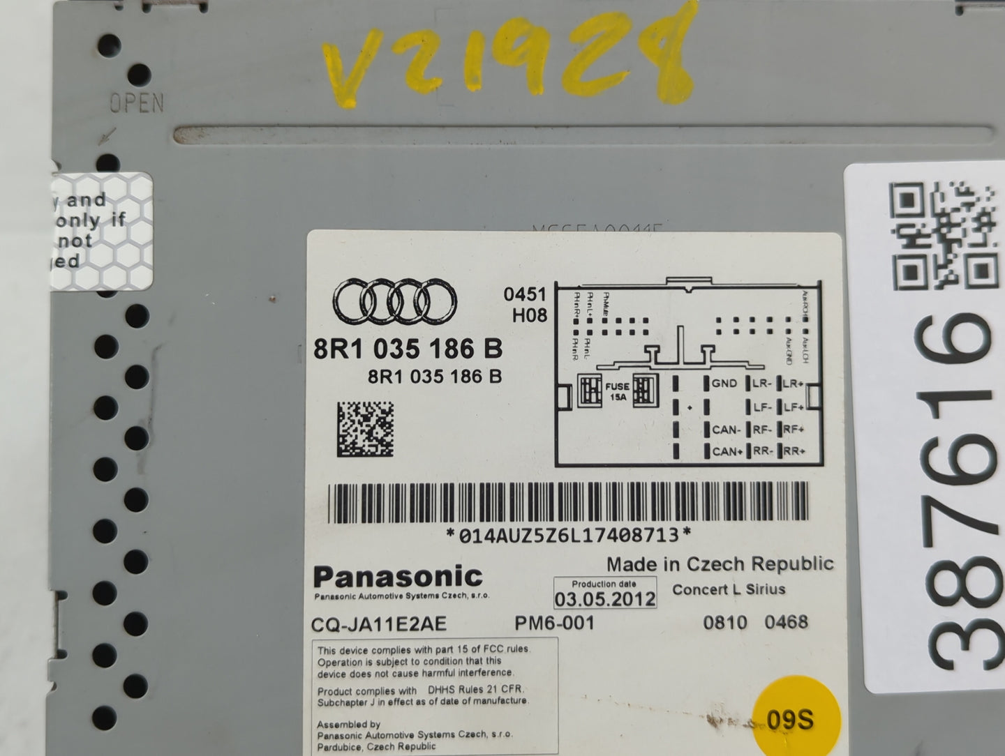 2013-2016 Audi A4 Am Fm Cd Player Radio Receiver - Oemusedautoparts1.com