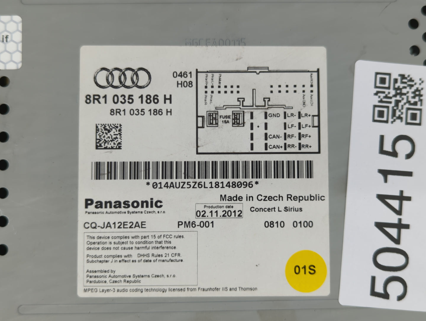 2013-2016 Audi A4 Radio AM FM Cd Player Receiver Replacement P/N:8R1 035 186 H 8R1 035 186 B Fits Fits 2013 2014 2015 2016 O
