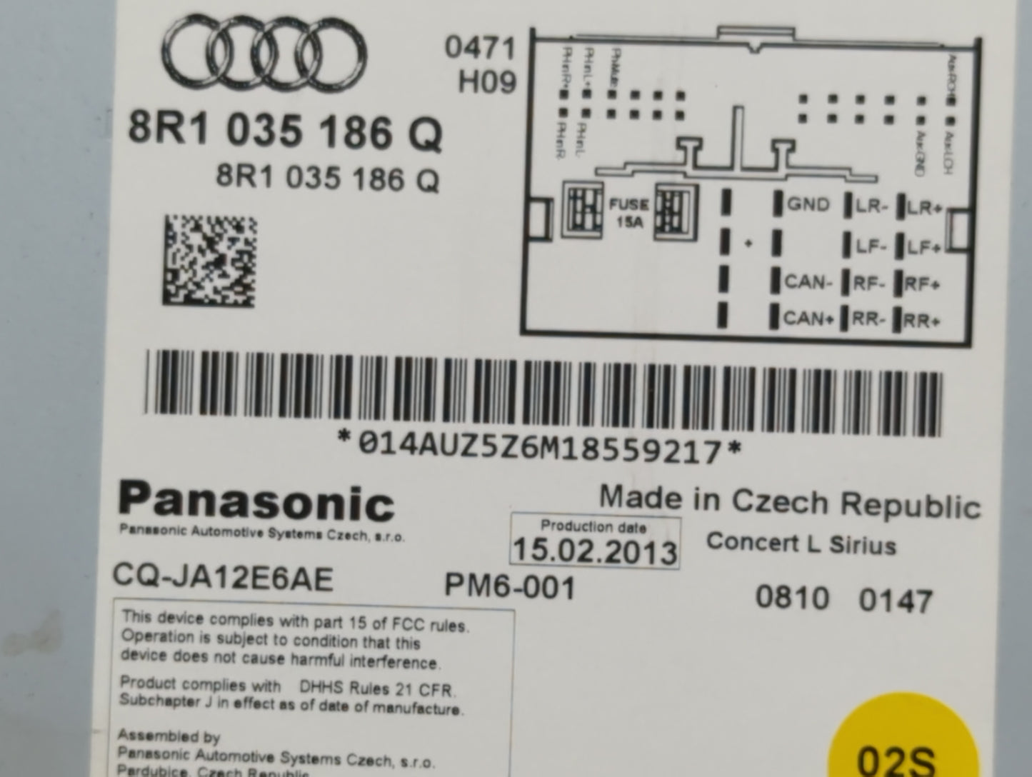 2013 Audi A4 Radio AM FM Cd Player Receiver Replacement P/N:8R1 035 186 Q 8R1 035 186 H Fits Fits 2014 2015 2016 OEM Used Au