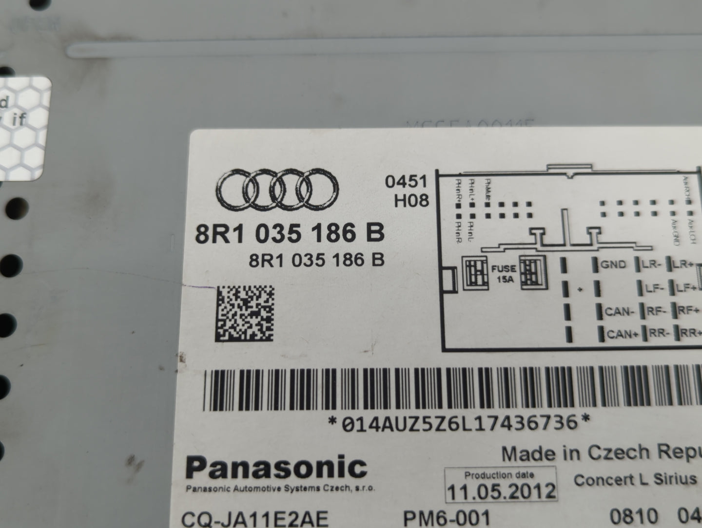 2013-2016 Audi A4 Radio AM FM Cd Player Receiver Replacement P/N:8R1 035 186 B Fits Fits 2013 2014 2015 2016 OEM Used Auto P