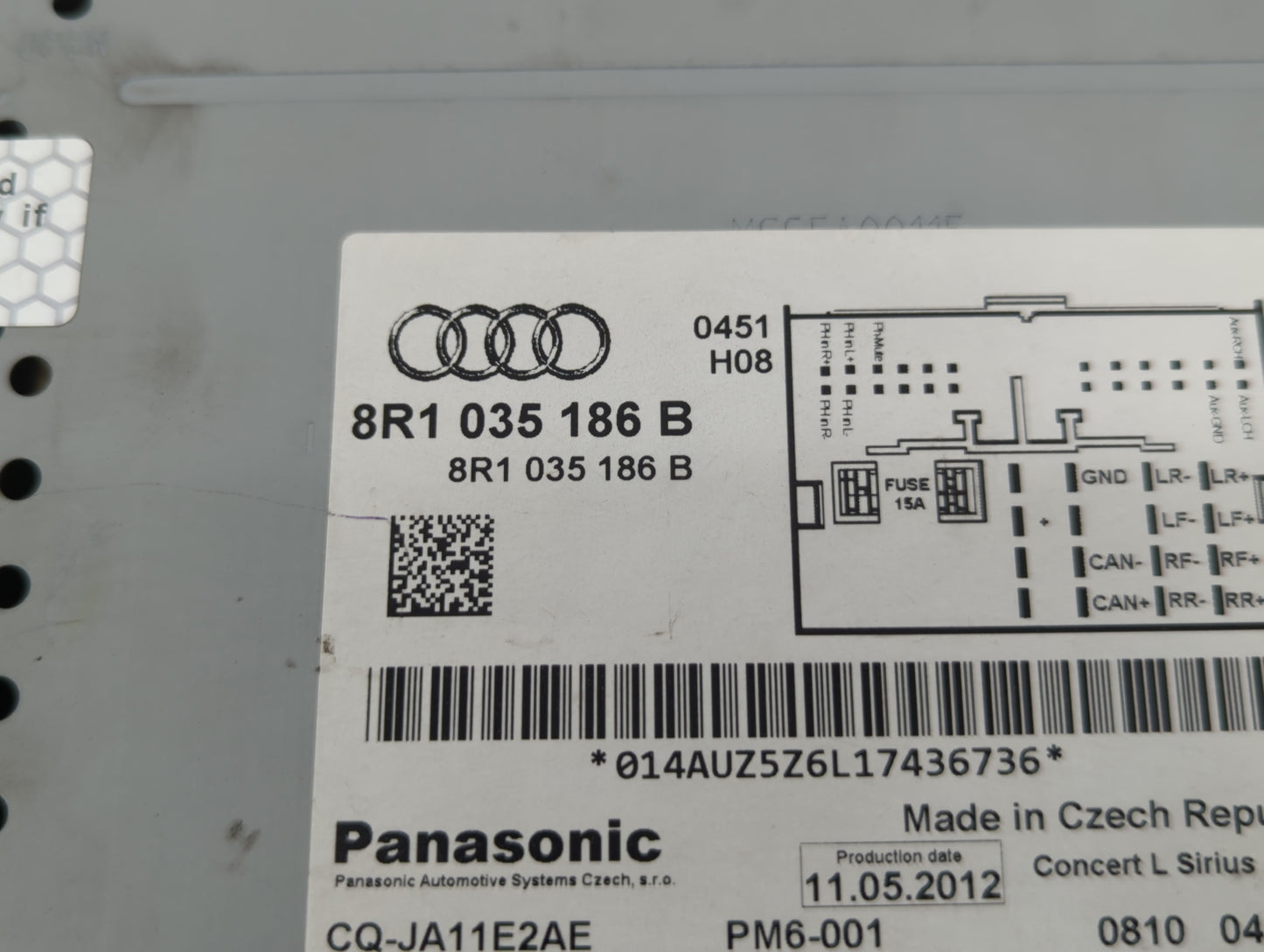 2013-2016 Audi A4 Radio AM FM Cd Player Receiver Replacement P/N:8R1 035 186 B Fits Fits 2013 2014 2015 2016 OEM Used Auto P
