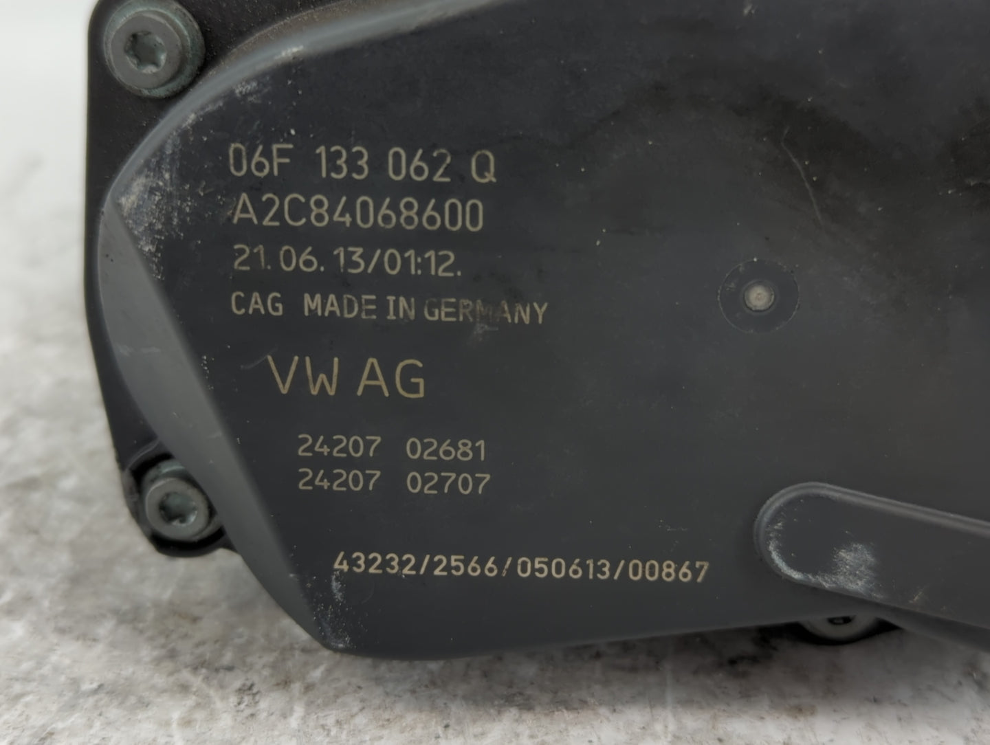 2005-2016 Audi A4 Throttle Body P/N:A2C84068600 06F 133 062 Q Fits OEM Used Auto Parts - Oemusedautoparts1.com