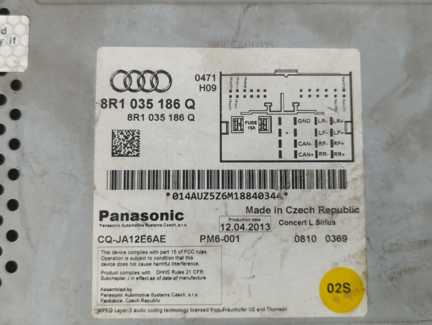 2013-2016 Audi A4 Radio AM FM Cd Player Receiver Replacement P/N:8R1 035 186 Q Fits Fits 2013 2014 2015 2016 OEM Used Auto P