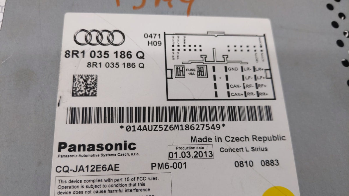 2013-2016 Audi A4 Quattro Radio AM FM Cd Player Receiver Replacement P/N:8R1 035 186 Q Fits 2013 2014 2015 2016 OEM Used Aut