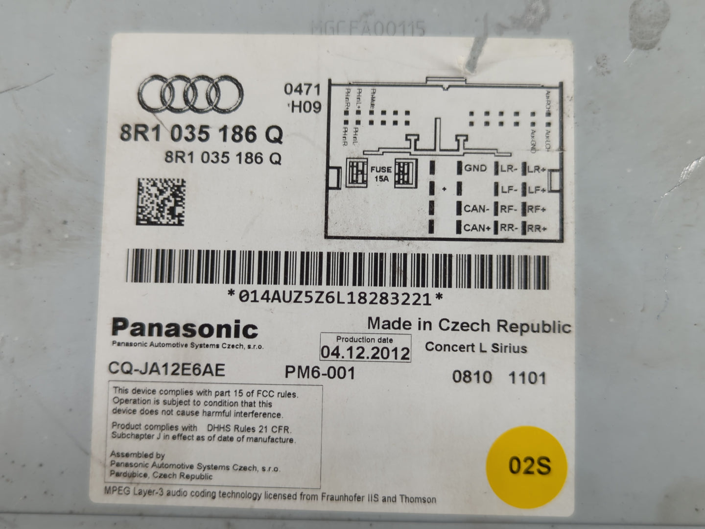 2010-2017 Audi A5 Radio AM FM Cd Player Receiver Replacement P/N:8R1 035 186 Q Fits Fits 2010 2011 2012 2013 2014 2015 2016 