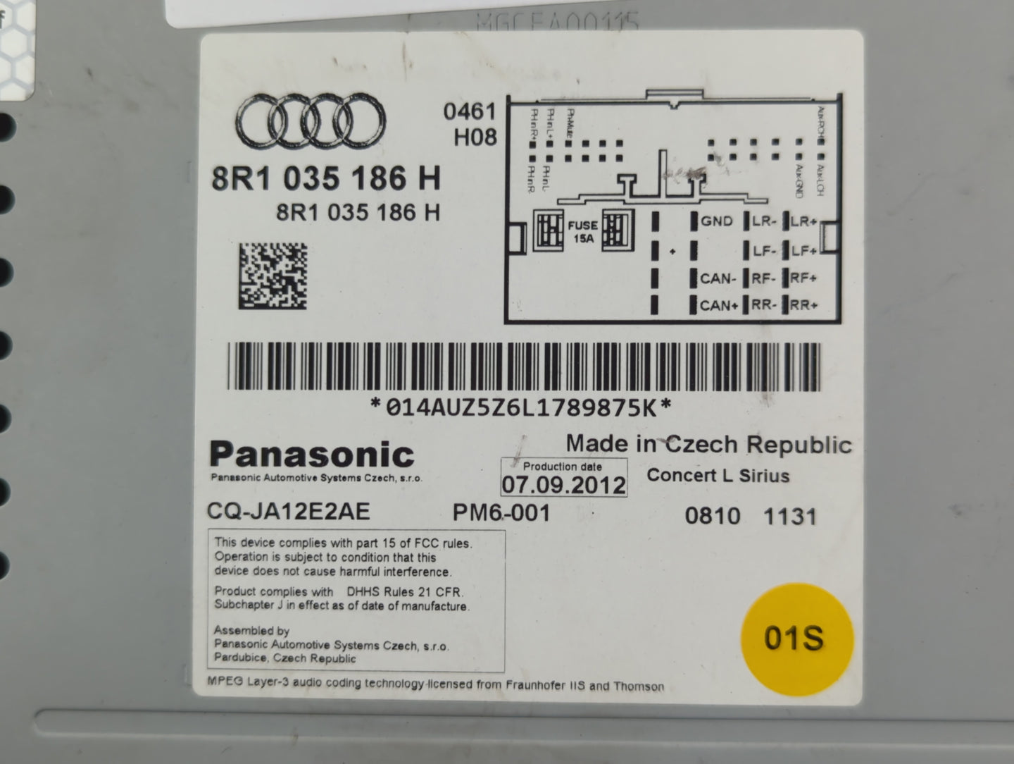 2010-2017 Audi A5 Radio AM FM Cd Player Receiver Replacement P/N:8R1 035 186 H Fits Fits 2010 2011 2012 2013 2014 2015 2016 