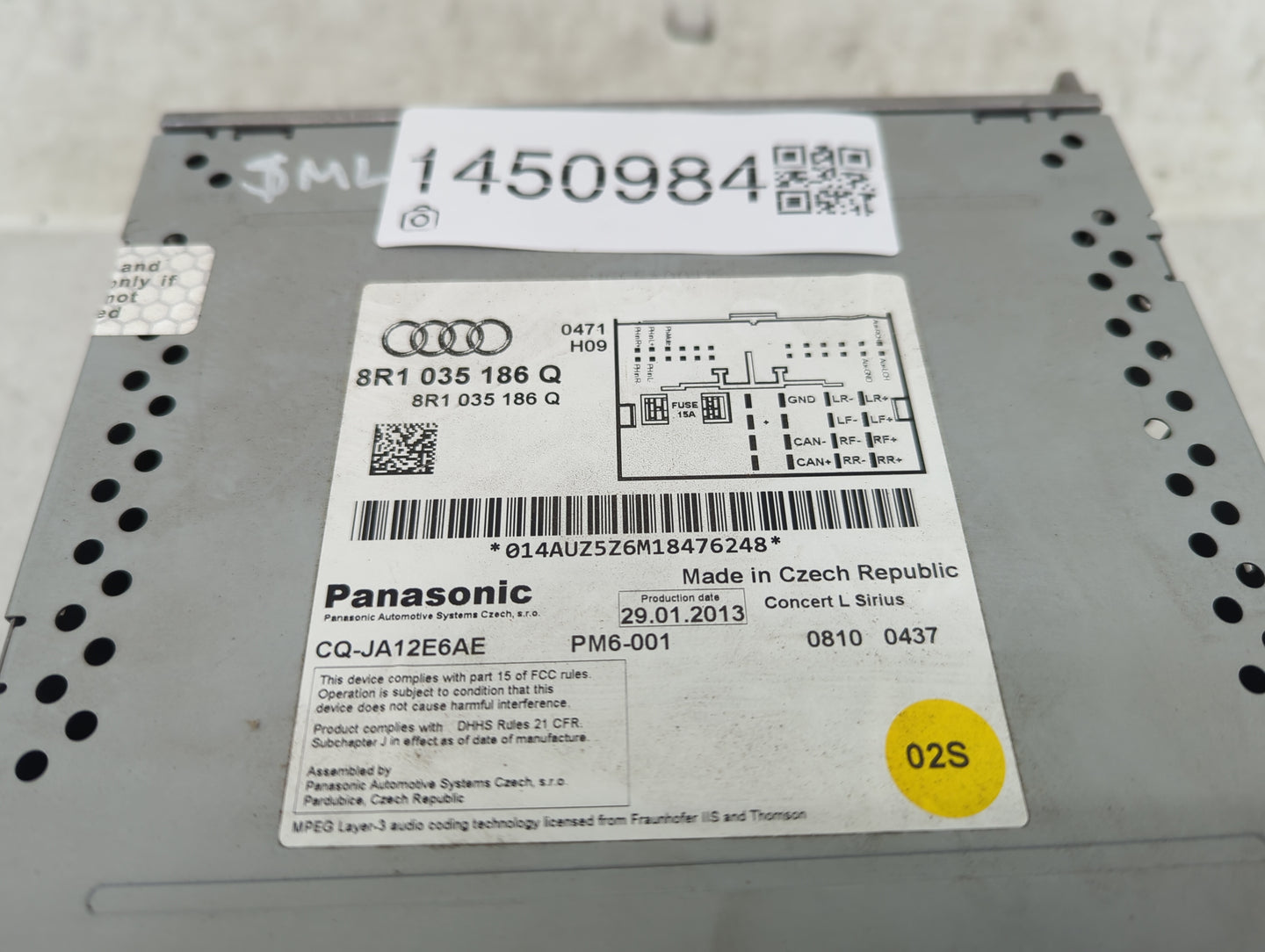 2013 Audi A5 Radio AM FM Cd Player Receiver Replacement P/N:8R1035186Q CQ-JA12E6AE Fits Fits 2014 2015 2016 OEM Used Auto Pa