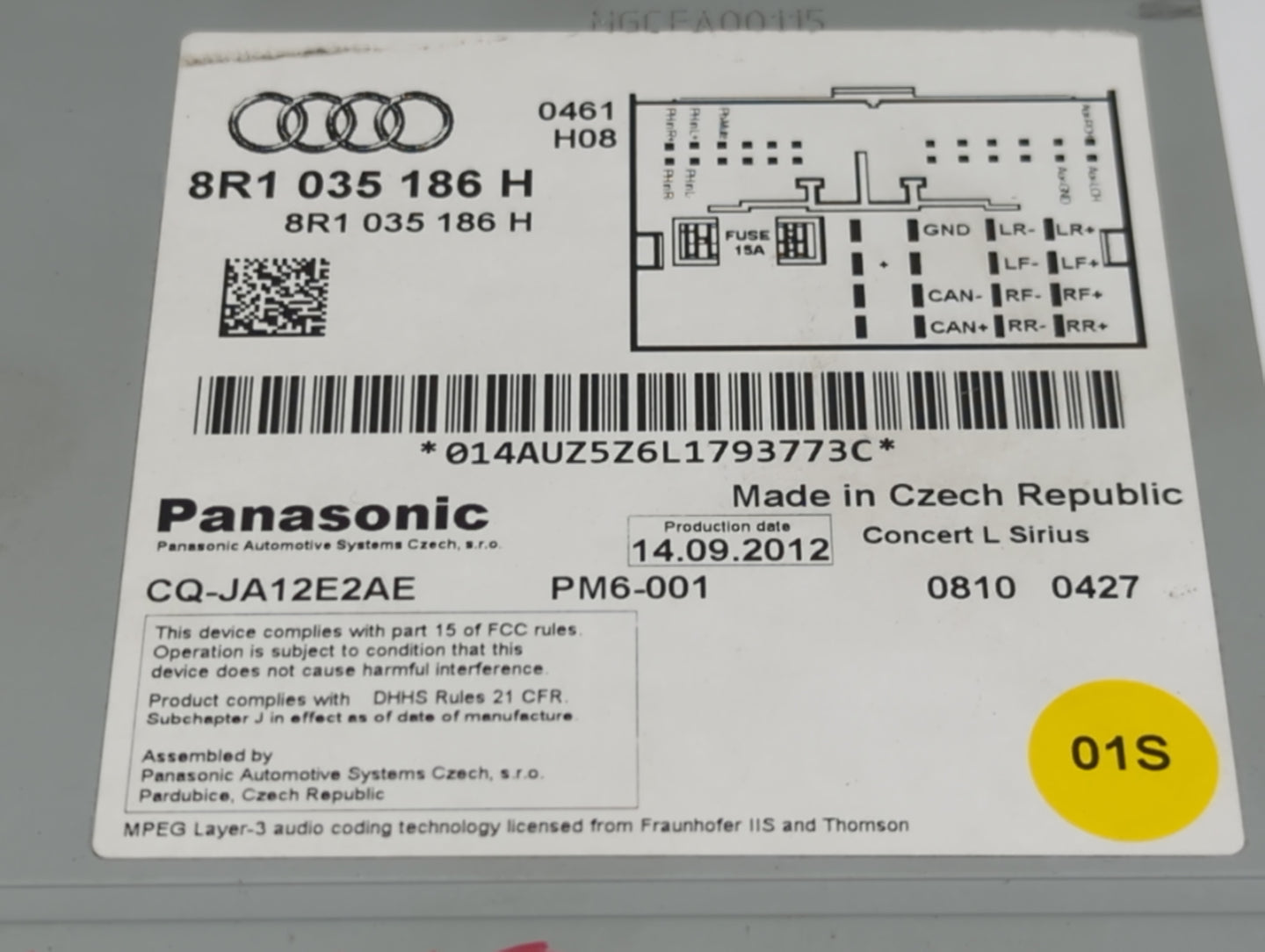 2013 Audi A5 Radio AM FM Cd Player Receiver Replacement P/N:8R1035186H CQ-JA12E2AE Fits Fits 2014 2015 2016 OEM Used Auto Pa