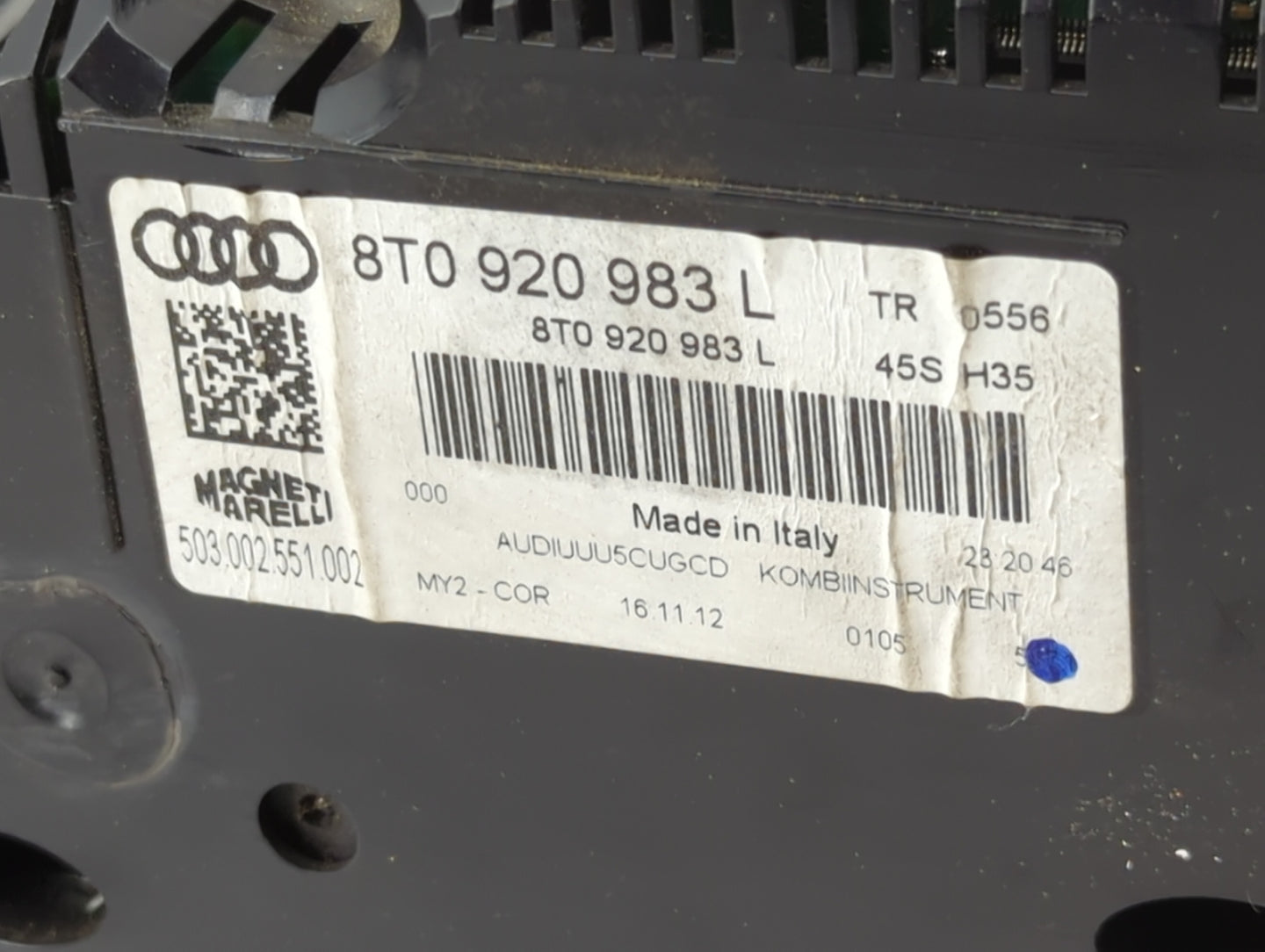 2013 Audi A5 Instrument Cluster Speedometer Gauges P/N:503 002 551 002 8T0 920 983 L Miles: Fits OEM Used Auto Parts - Oemus