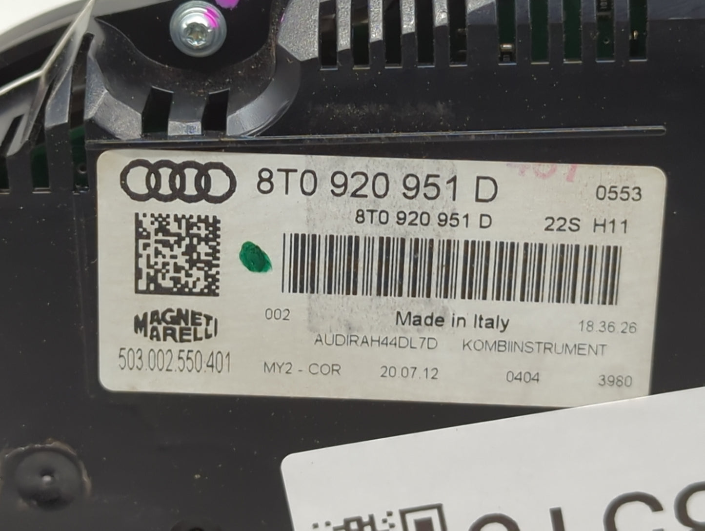 2013 Audi A5 Instrument Cluster Speedometer Gauges P/N:8T0920951D 503.002.550.401 Fits OEM Used Auto Parts - Oemusedautopart