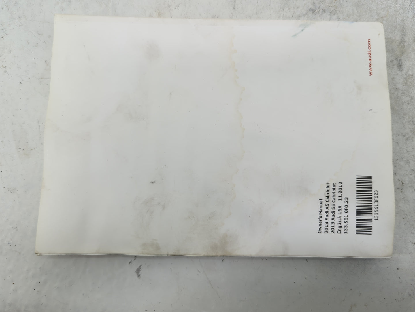 2013 Audi A5 Owners Manual Book Guide P/N:133.561.8F0.23 132.566.4MH.21 OEM Used Auto Parts - Oemusedautoparts1.com