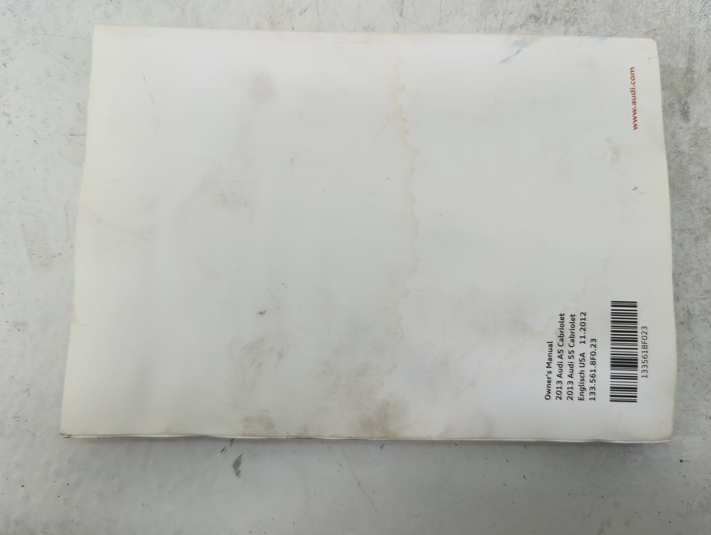 2013 Audi A5 Owners Manual Book Guide P/N:133.561.8F0.23 132.566.4MH.21 OEM Used Auto Parts - Oemusedautoparts1.com