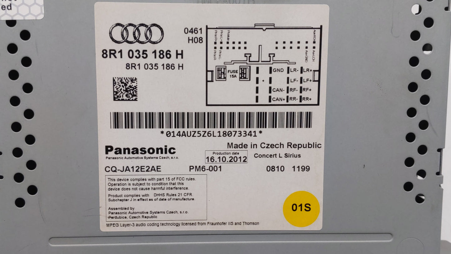 2013 Audi A5 Radio AM FM Cd Player Receiver Replacement P/N:8R1 035 186 Q 8R1 035 186 H Fits Fits 2014 2015 2016 OEM Used Au