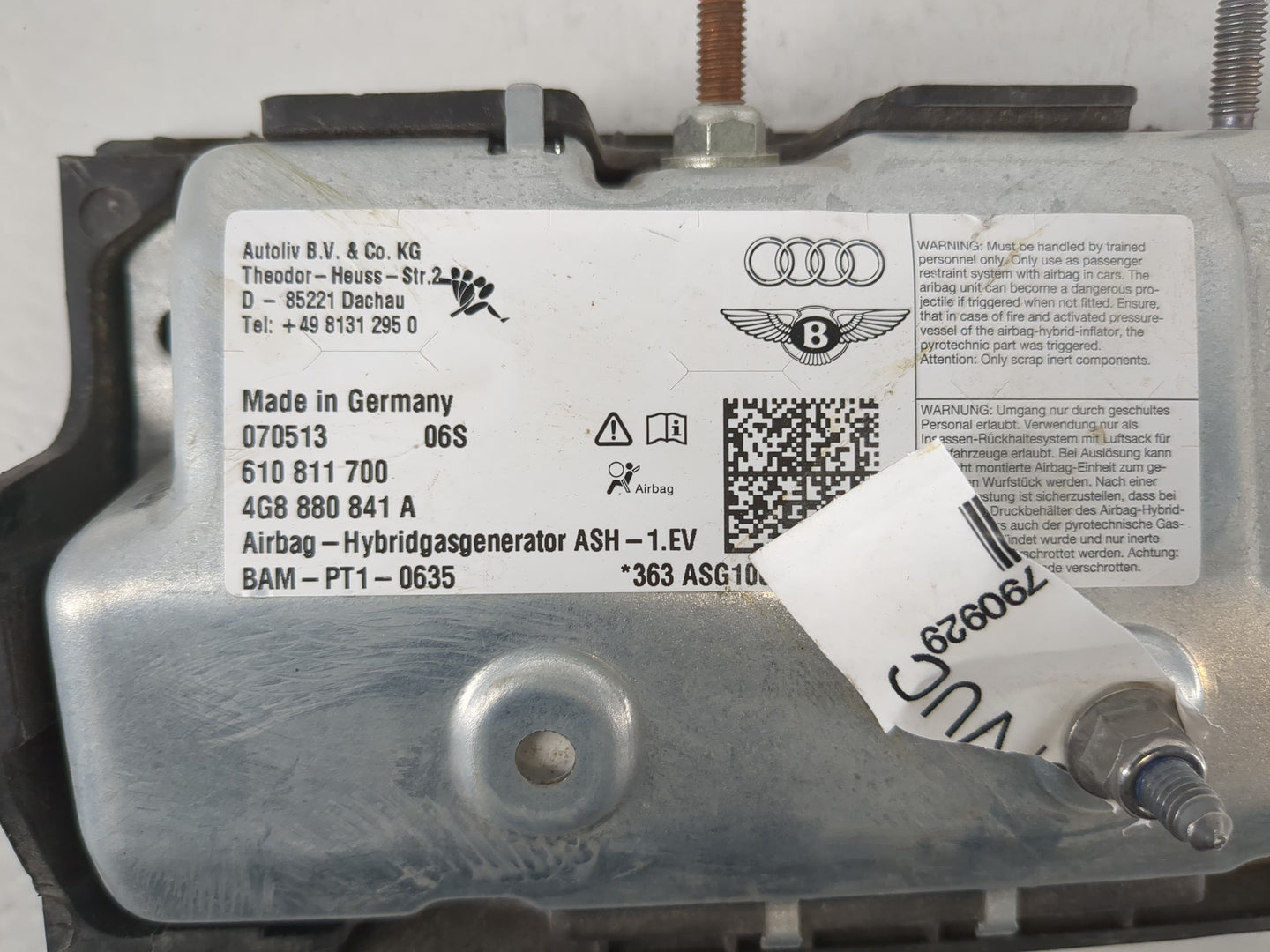 2012-2018 Audi A6 Air Bag Driver Left Steering Wheel Mounted P/N:4G8 880 841 A Fits Fits 2012 2013 2014 2015 2016 2017 2018 