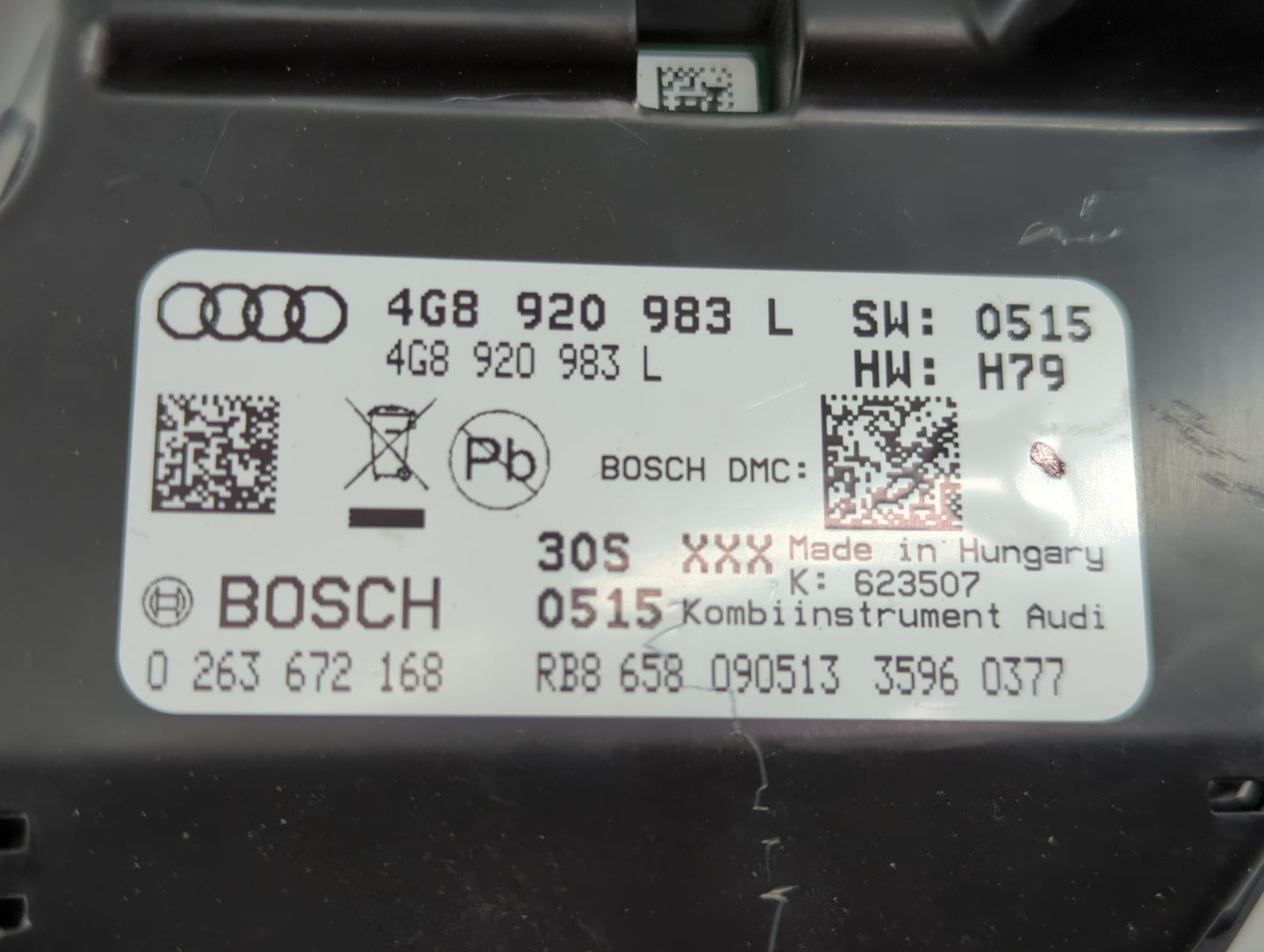 2012-2015 Audi A6 Instrument Cluster Speedometer Gauges P/N:4GB 920 983 L Fits Fits 2012 2013 2014 2015 OEM Used Auto Parts 