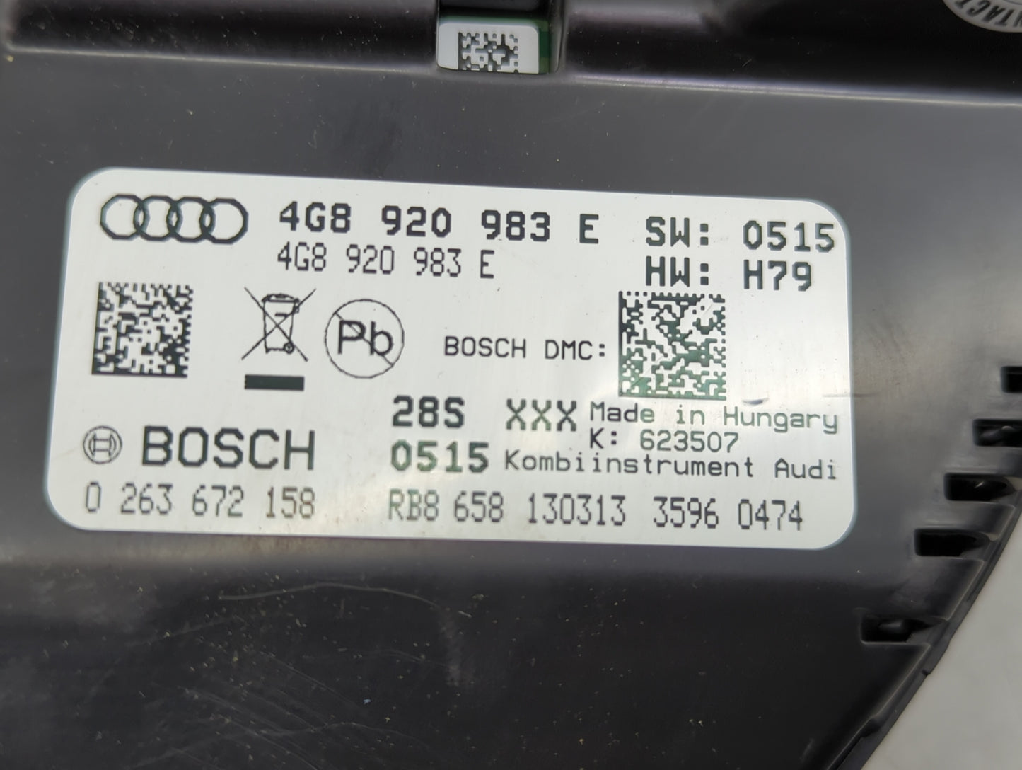 2012-2015 Audi A6 Instrument Cluster Speedometer Gauges P/N:4G8920983E 0263672158 Miles:99K Fits Fits 2012 2013 2014 2015 OE