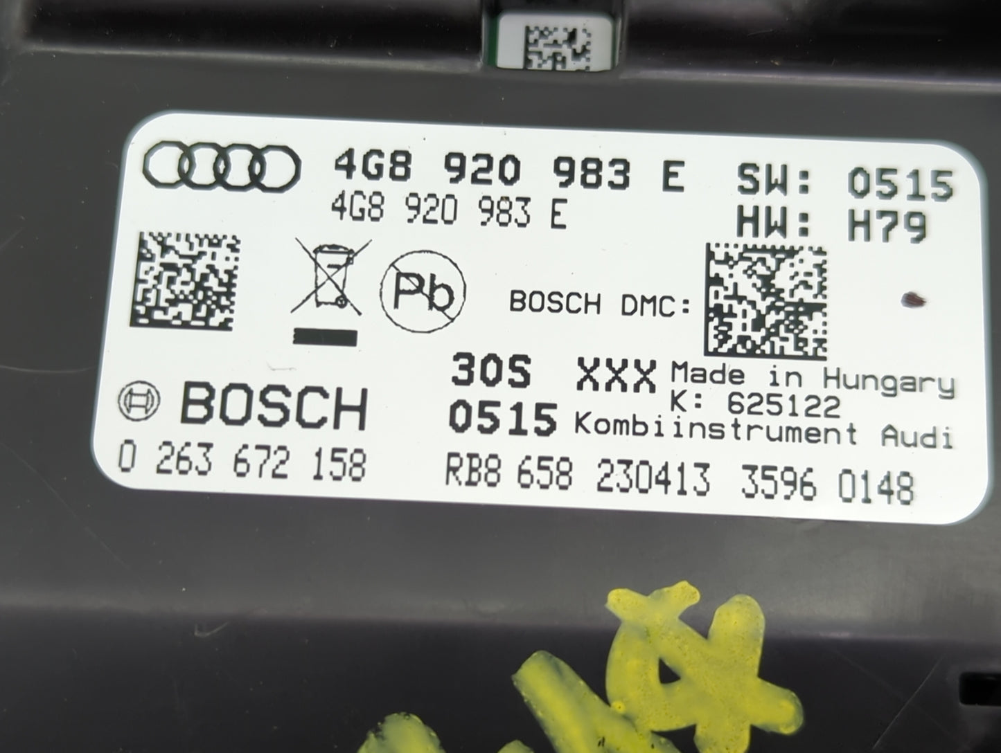 2012-2015 Audi A6 Instrument Cluster Speedometer Gauges P/N:4G8920983E 0263672158 Miles: Fits Fits 2012 2013 2014 2015 OEM U