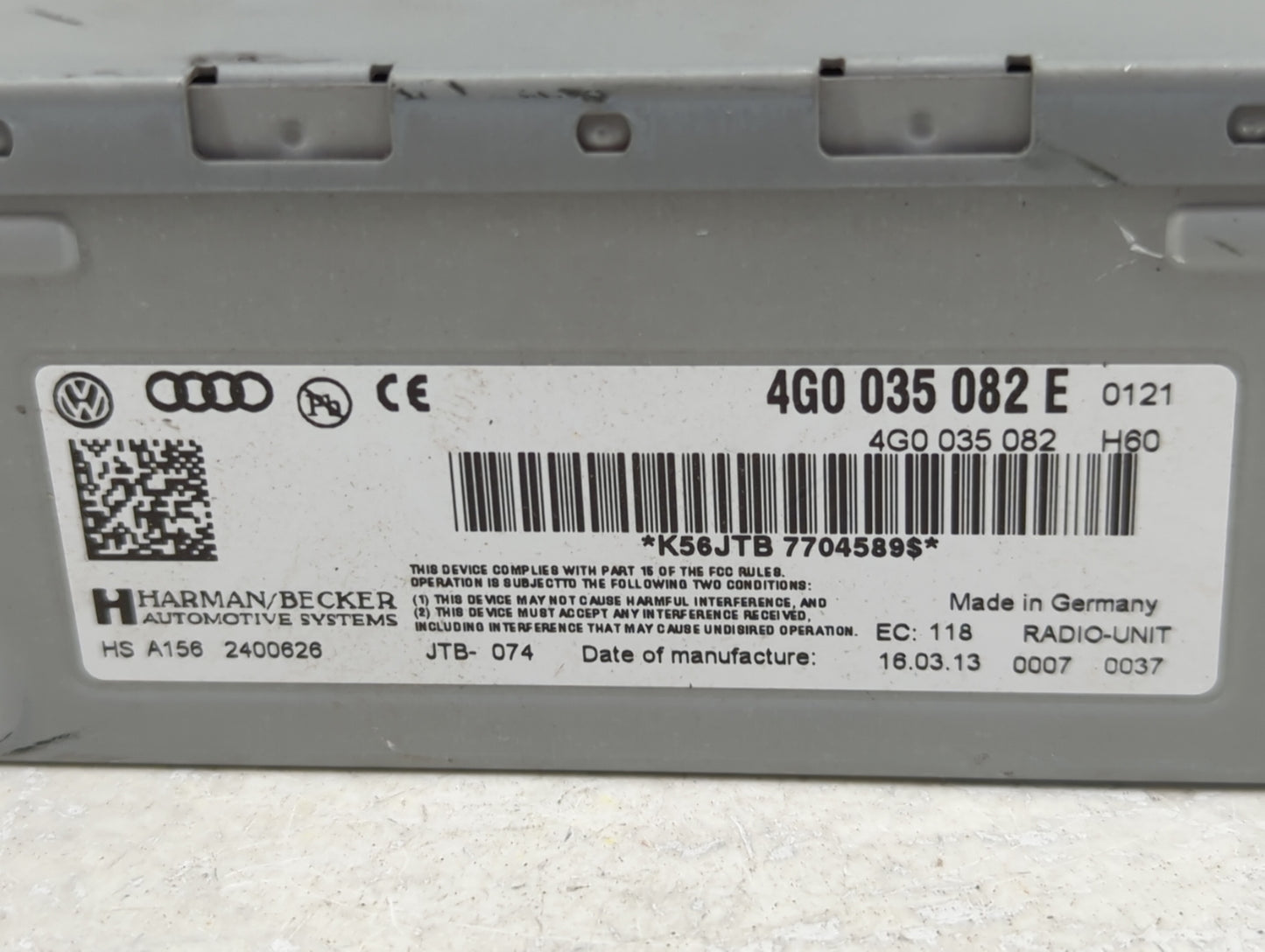 2012-2015 Audi A6 Radio AM FM Cd Player Receiver Replacement P/N:4G0 035 082 E Fits Fits 2010 2011 2012 2013 2014 2015 2016 