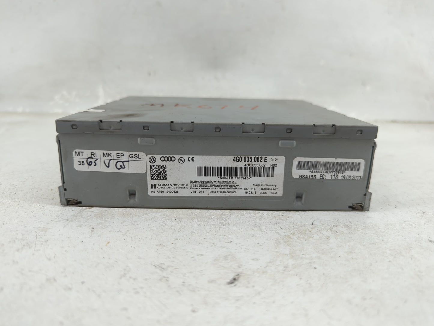2012-2015 Audi A6 Radio AM FM Cd Player Receiver Replacement P/N:0005 130A HS A156 2400626 Fits OEM Used Auto Parts - Oemuse