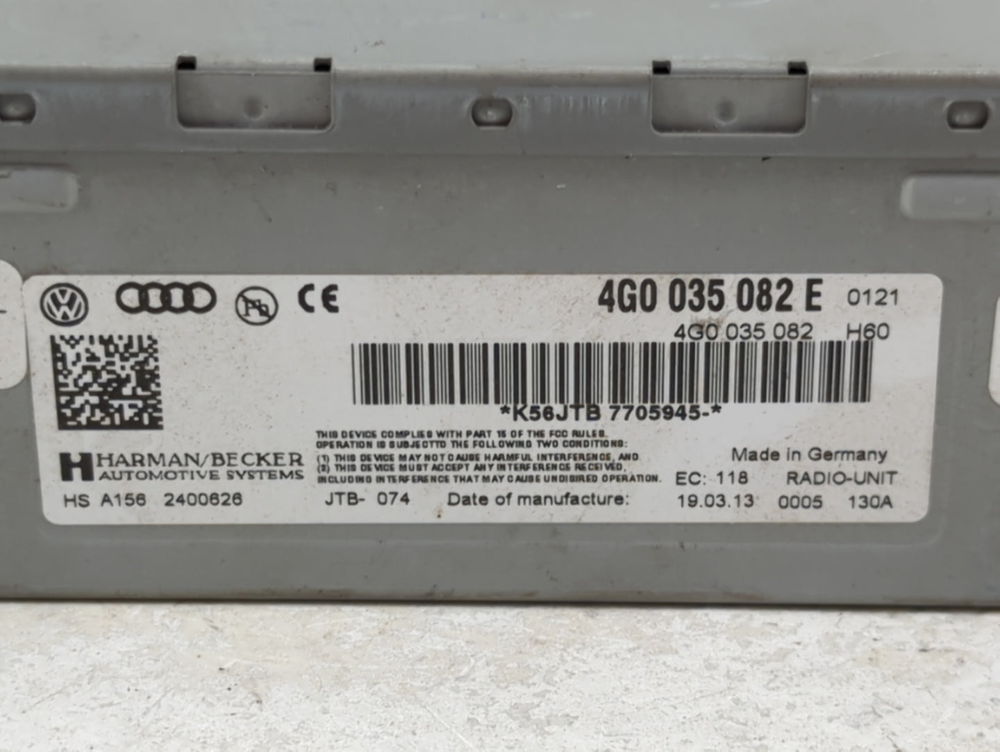 2012-2015 Audi A6 Radio AM FM Cd Player Receiver Replacement P/N:0005 130A HS A156 2400626 Fits OEM Used Auto Parts - Oemuse