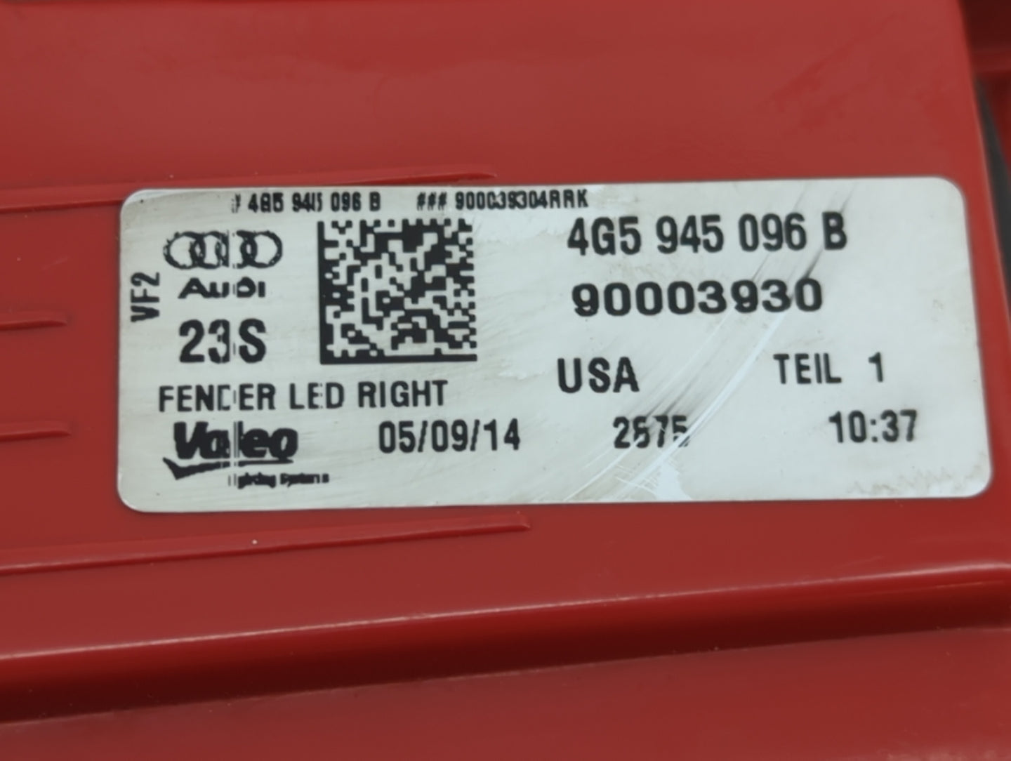 2012-2015 Audi A6 Tail Light Assembly Passenger Right OEM P/N:90003930 Fits Fits 2012 2013 2014 2015 OEM Used Auto Parts - O