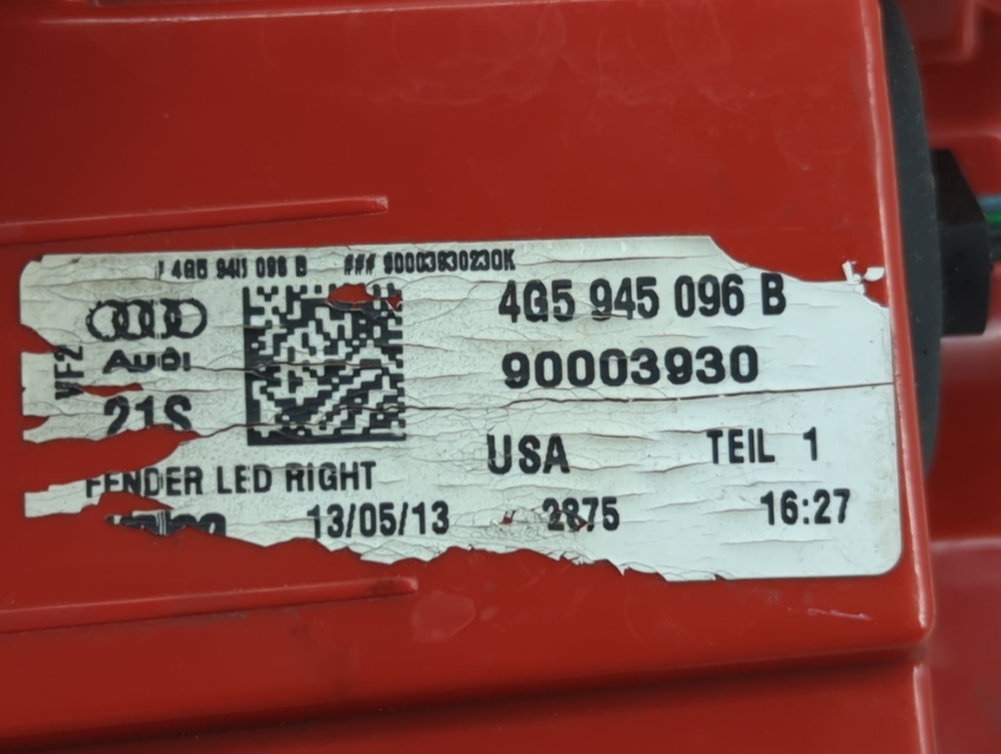 2012-2015 Audi A6 Tail Light Assembly Passenger Right OEM P/N:4G5 945 096 B 90003930 Fits Fits 2012 2013 2014 2015 OEM Used 