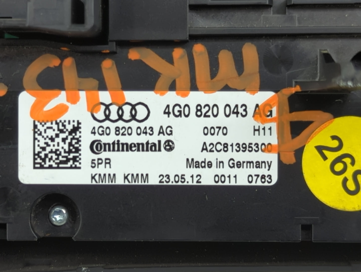 2012-2015 Audi A6 Climate Control Module Temperature AC/Heater Replacement P/N:4G0 820 043 AG Fits Fits 2012 2013 2014 2015 