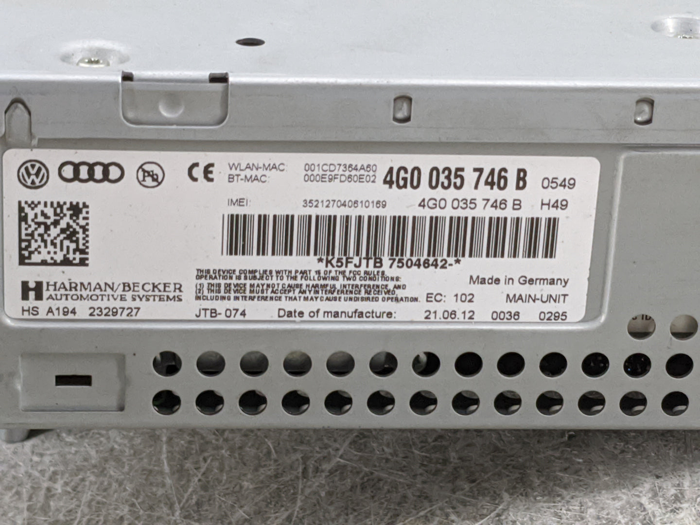 2012-2015 Audi A6 Multi Media Audio Radio Receiver Player Oem 5031425 - Oemusedautoparts1.com
