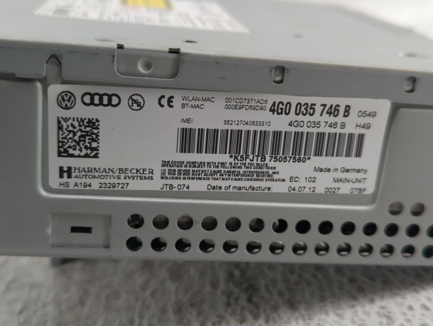 2012-2015 Audi A6 Am Fm Cd Player Radio Receiver - Oemusedautoparts1.com