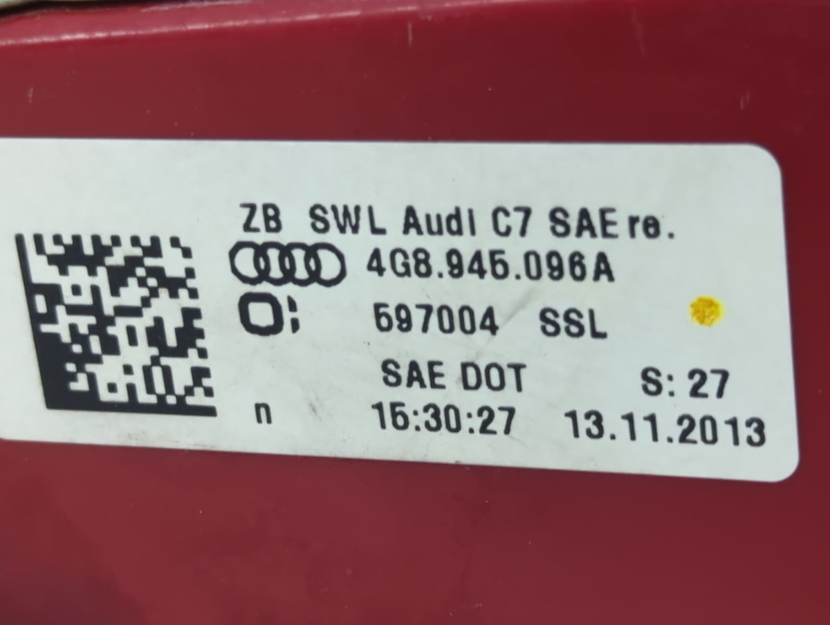 2013 Audi A7 Tail Light Assembly Passenger Right OEM P/N:4G8945096A 4G8.945.096A Fits OEM Used Auto Parts - Oemusedautoparts