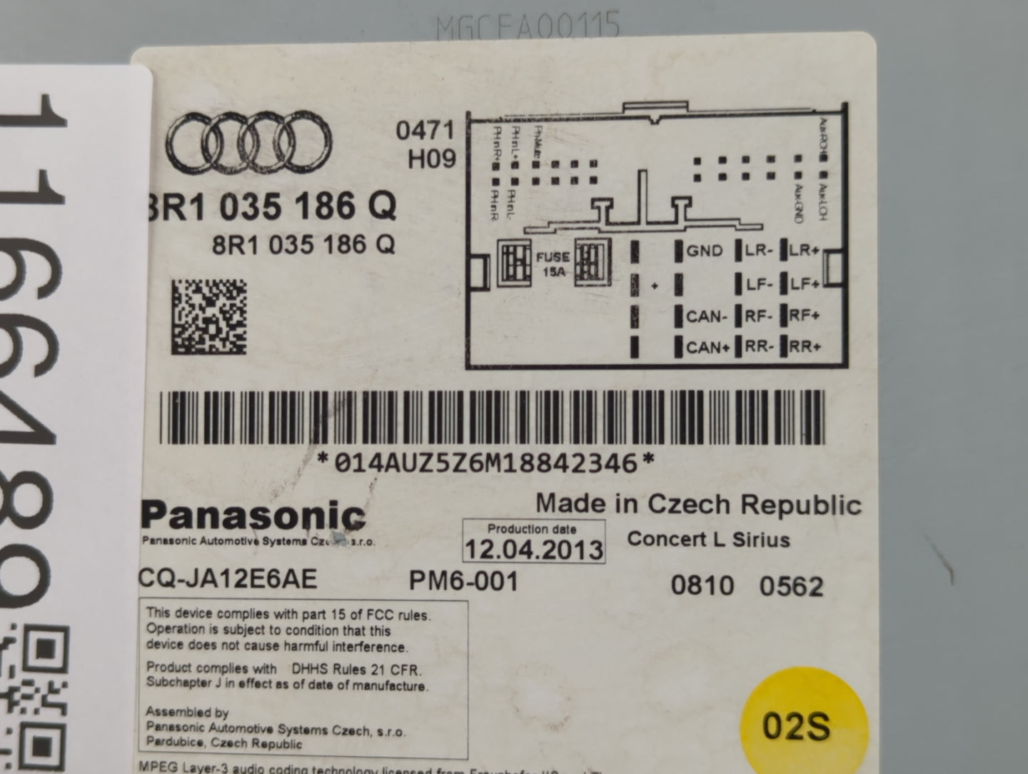 2011-2017 Audi Q5 Radio AM FM Cd Player Receiver Replacement P/N:8R1 035 186 Q Fits Fits 2010 2011 2012 2013 2014 2015 2016 
