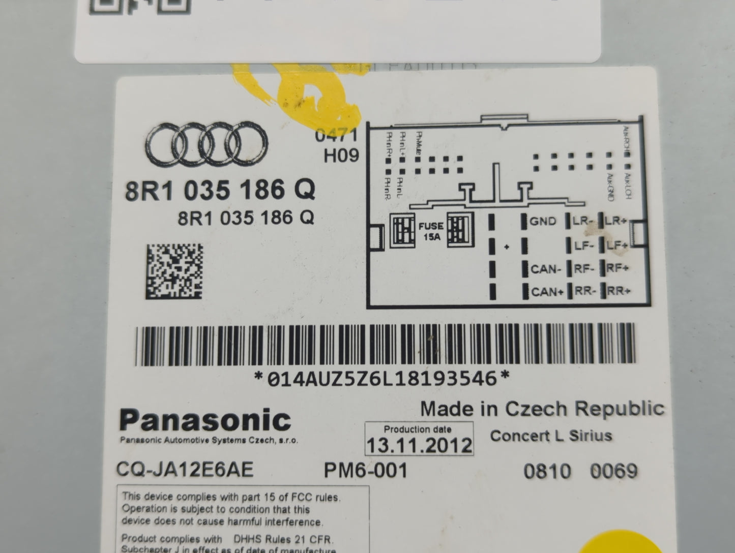 2011-2017 Audi Q5 Radio AM FM Cd Player Receiver Replacement P/N:8R1 035 186 Q Fits Fits 2011 2012 2013 2014 2015 2016 2017 