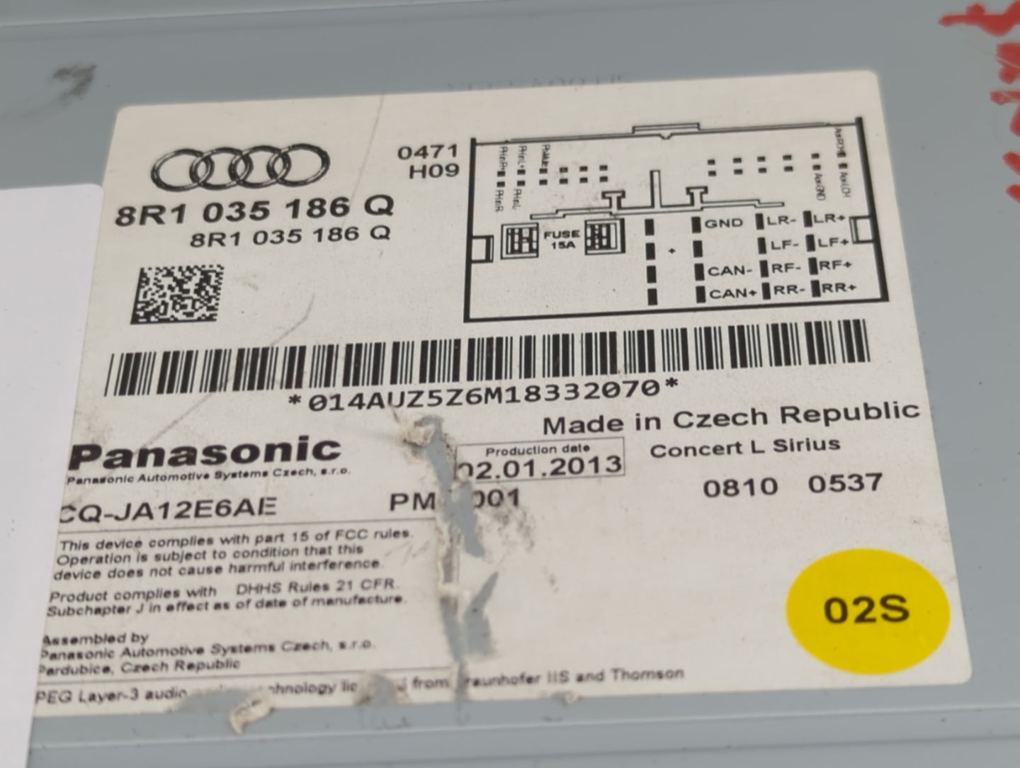 2013-2017 Audi Q5 Radio AM FM Cd Player Receiver Replacement P/N:0810 0537 8R1 035 186 Q Fits Fits 2013 2014 2015 2016 2017 